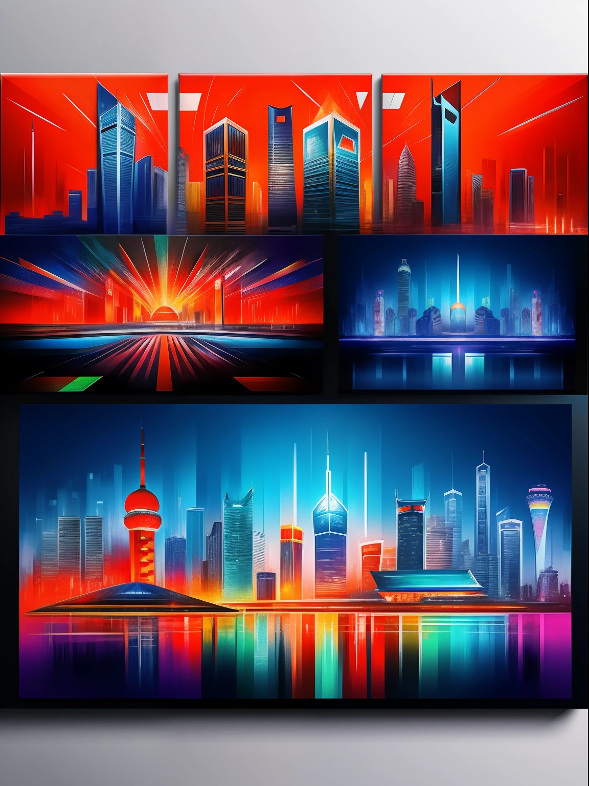 Shanghai elements，Gangnam specialty，Creative illustration，Artistic effects，Future Style，abstract paintings