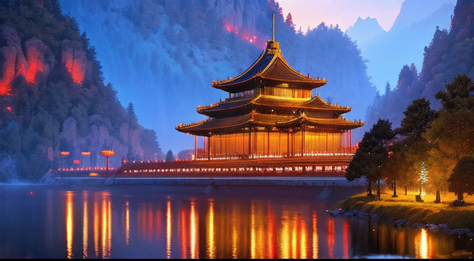 pixel game,scenography,fantastical scenes,Ancient royal palace,Chinese red, Pixel art #pixelart