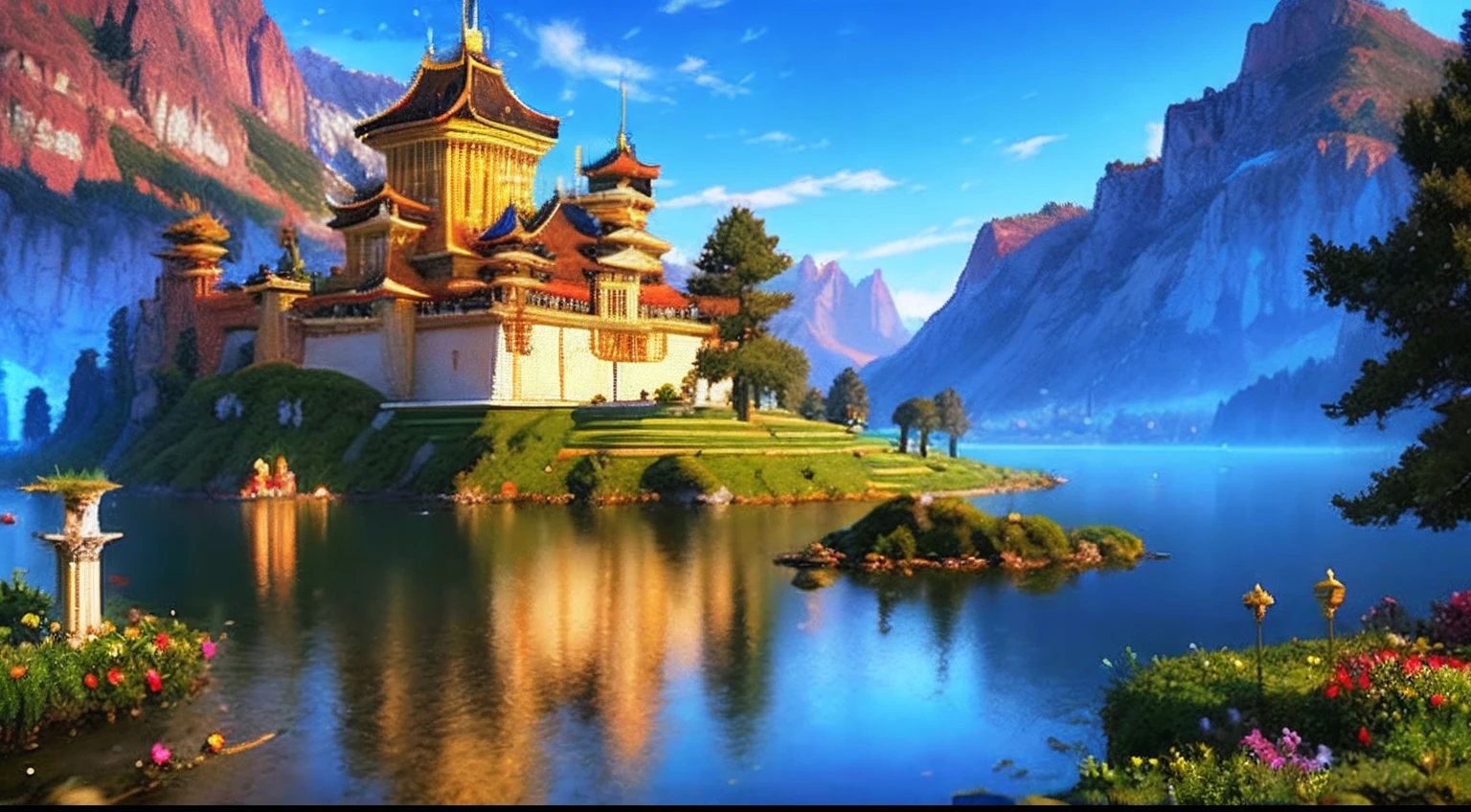 pixel game，scenography，fantastical scenes，Royal palaces in ancient Europe， Pixel art #pixelart