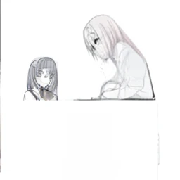 anime drawing of a man and a woman staring at each other, clean anime outlines, subtle anime style, made in paint tool sai2, by Naka Bokunen, profile of anime girl, semi realistic anime, semirealistic anime style, faded drawing, flat anime style shading, white background : 3, anime shading), distant!!, very very low quality picture