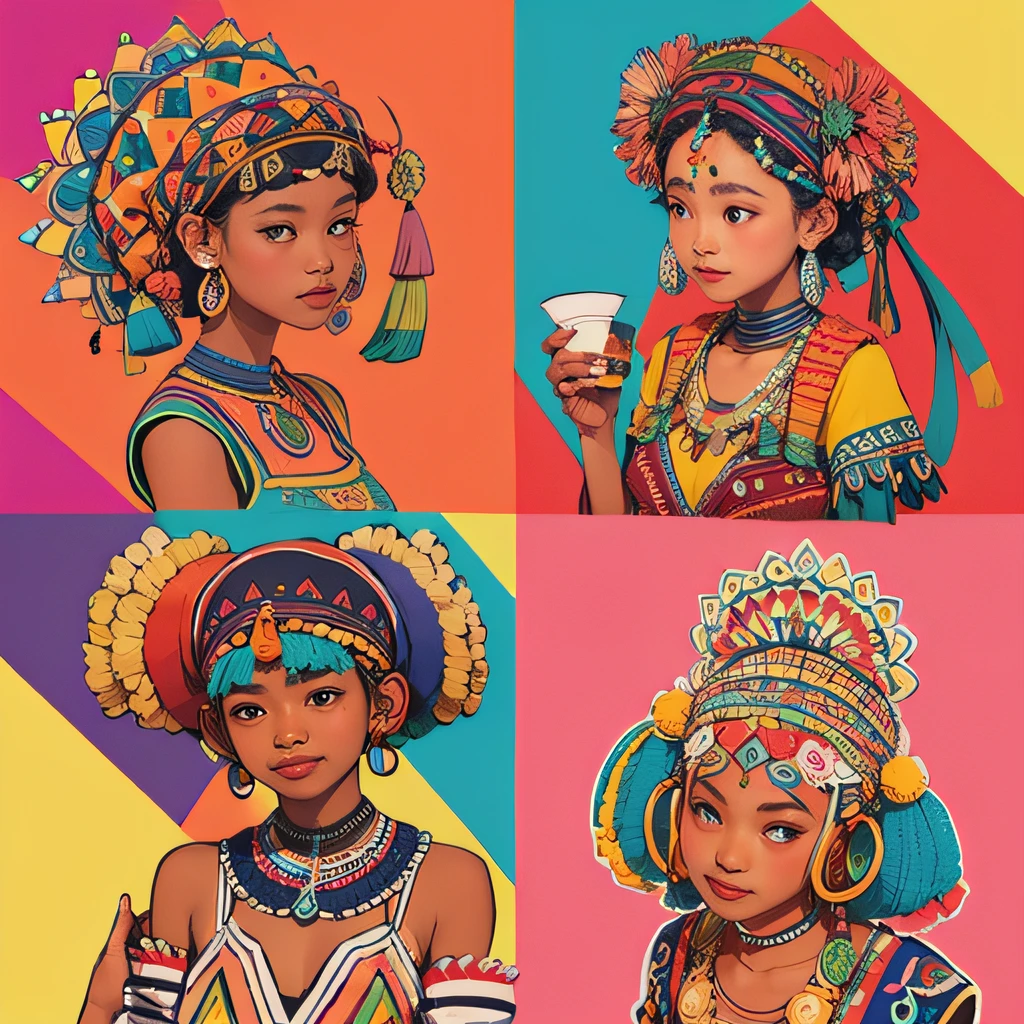 "doodle art illustration klewer market activity, ethno-inspired Java motifs, pastel color palette"