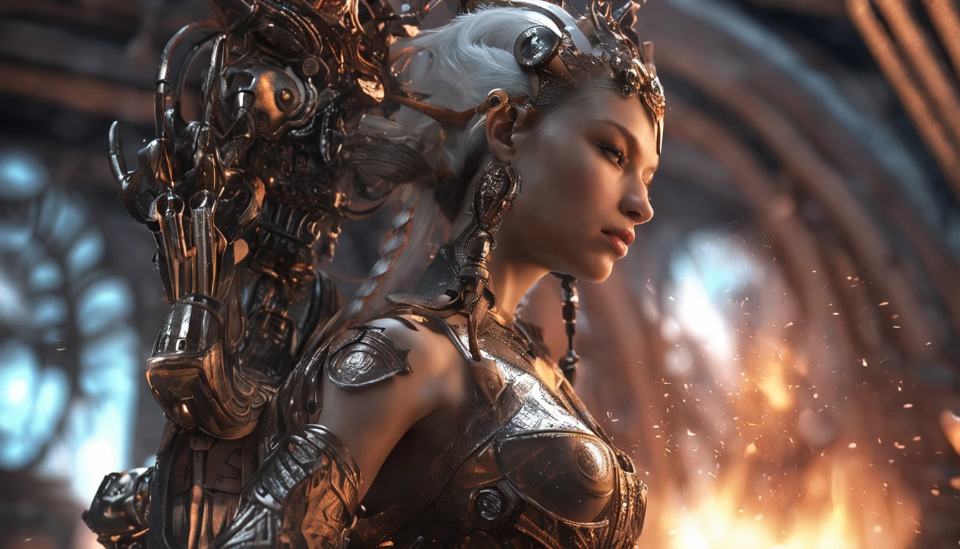 (Numerous award-winning masterpieces of, With incredible details, textures and maximum detail), (Ultra photo realsisim:1.4), (full-body portraits:1.5), (Realistic:1.3), (up of the upper body:0.3), (best quality real texture skin), (Fine true circle Symmetrical eyes), finerly detailed face, ((medieval world)), ((The Lord's Ice Demon)), ((Lord's Flame Demon)), Machinary,cyber punk perssonage,(Full body view:1.5), (Burning bright eyes), (She has a mischievous smile on her face), (Eyes that glow with flames in the dark:1.5), (A pair of red eyes), Bio-luminescence, (Swirling ice and strong wind in the background), (Dramaticlight), (A majestic sight), (Her countenance is gentle and beautiful, but somehow terrifying), Glass earrings on the ears, (Dramatic photo:1.4), ((dramatic pose)), (flamboyant photo), (Golden hair), (hair black), (maroon hair), short detailed hair, ((head looking up)), ((Looking down)), (Around her neck is a simple necklace of exquisite workmanship), (Bio-luminescence,Brilliant light:1.3), (Use gorgeous icy magic:1.2), (swirling fire), The Great Temple of the Devil, The Devil's Grand Shrine, great temple, great cathedral, Temple ruins, detached temple, (Luminous magic circle:1.5), Ancient Castle Site, Shining majestic cloud masses and sky, salama, epic realistic, Faded, art, (greg rutkovsky:0.8), (Teal and orange:0.4), (Art Station:1.5), Cinematic, ((com cores neutras)), (hdr:1.5), (pastel colour:1.2), ultra - detailed, Dramaticlight, (Intricate details:1.1), the complex background,