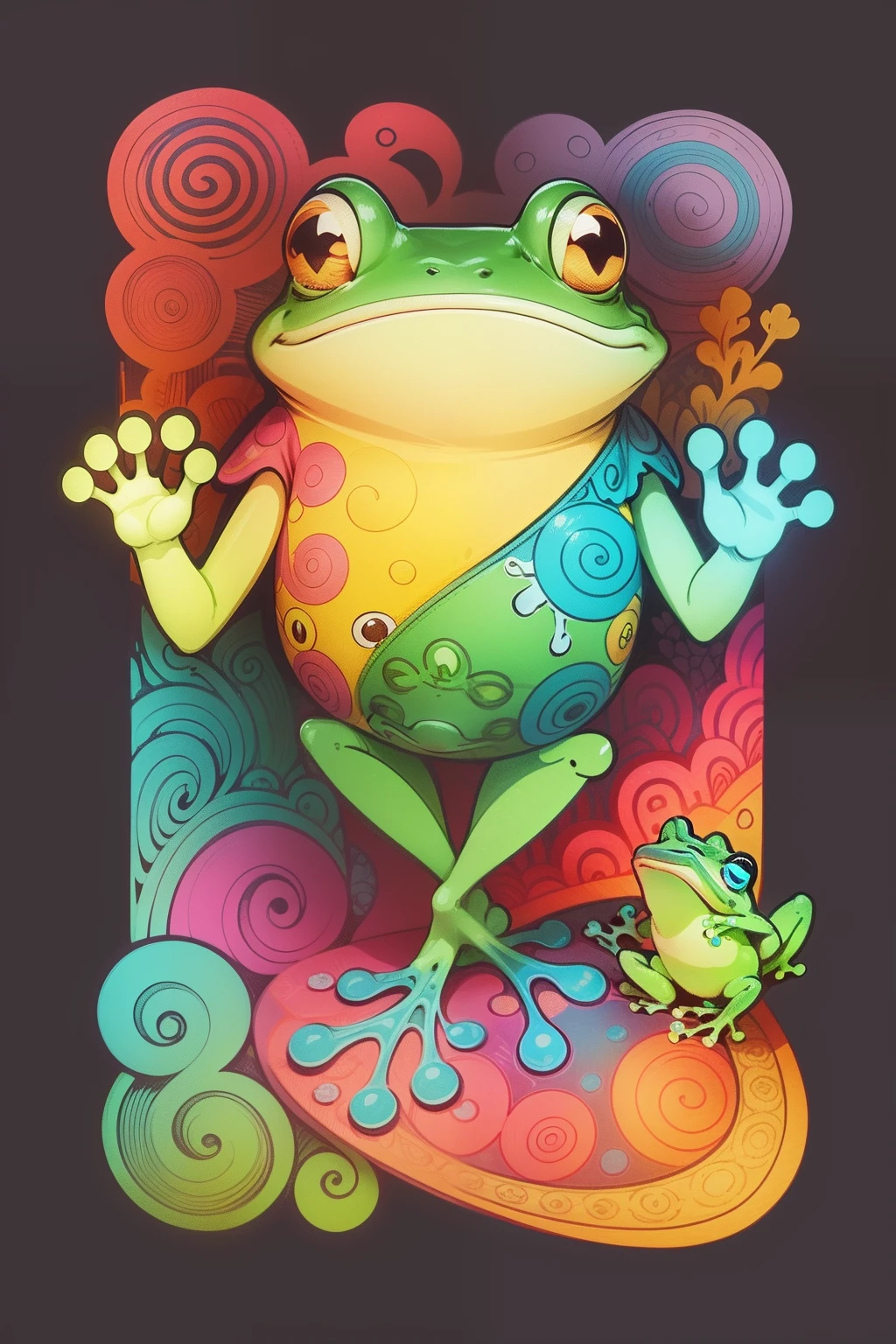 a frog with bright color, doodle hand drawn, line art colouring page, hand drawn illustration,  doodle art, doodle addicts, cute detailed digital art, line art illustration, clean coloring book page, cute detailed artwork, colorful vector art, colorful doodle art, coloring book page, colouring page, line - art