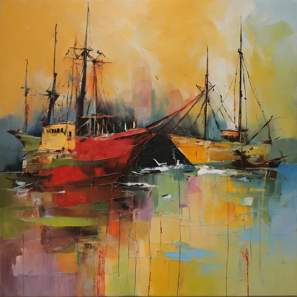 Palaces, gardens, mosques, and minarets, corsairs on sailboats, cannons on boats, several boats come out of the port, behind the port, the casbah of the city of Algiers