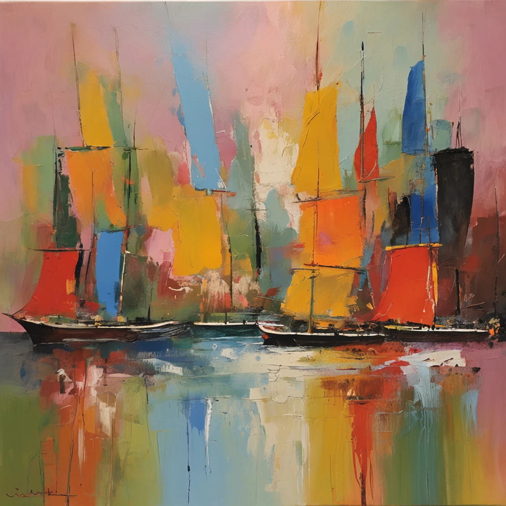 Palaces, gardens, mosques, and minarets, corsairs on sailboats, cannons on boats, several boats come out of the port, behind the port, the casbah of the city of Algiers