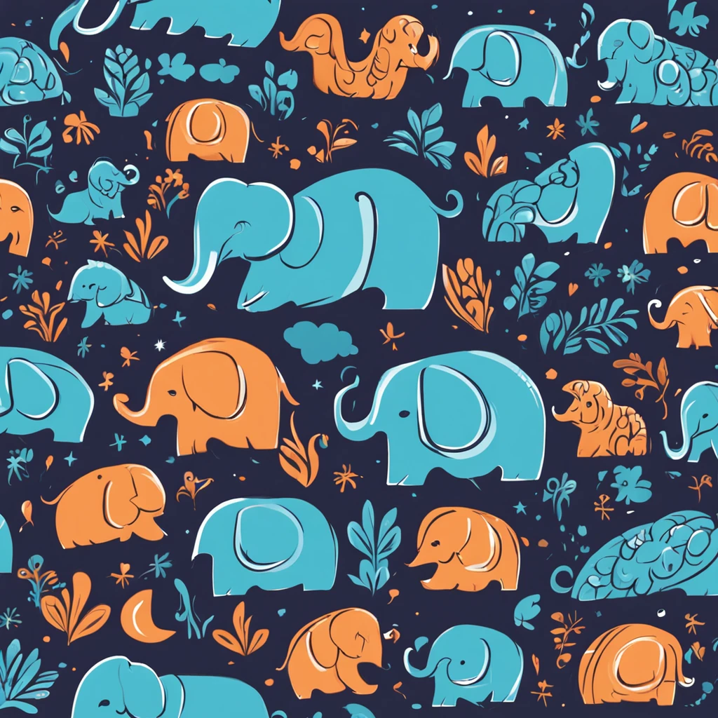 logo, elephant, cute, happy, blue color