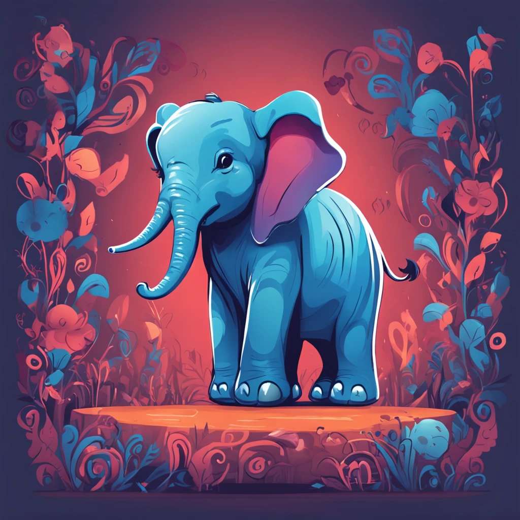 logo, elephant, cute, happy, blue color