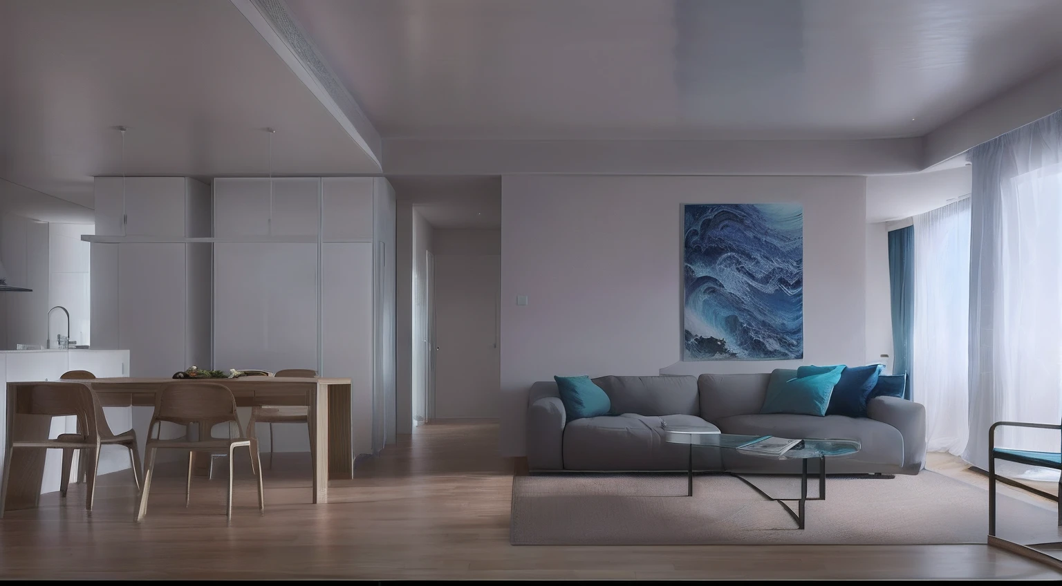 Replace curtains with floor-to-ceiling windows