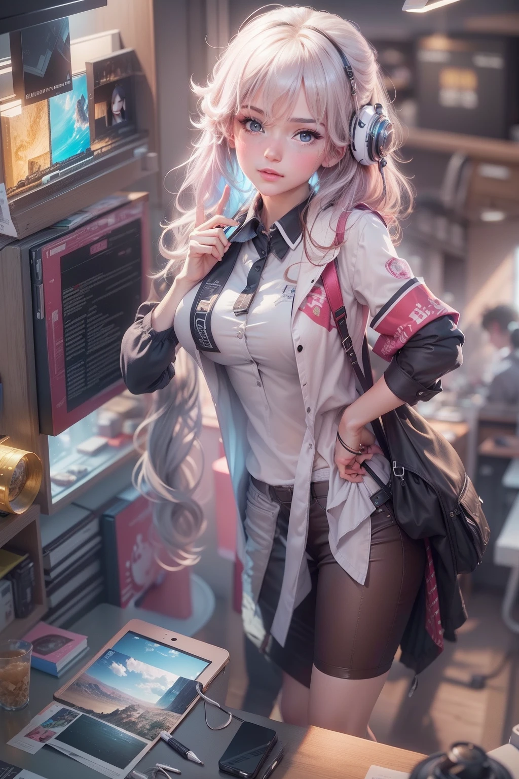 (Masterpiece) , (Best Quality) , (Reality: 1.3) , Realistic, Octane Rendering, (Surreal: 1.2) , Perfect Functionality, Modern Everyday, (High School Streamer Blushing Live 1.5), (Mature Female), Original, Extremely detailed wallpaper, Highly detailed illustration, (1 girl) ,(Best Lighting) , (Ultra Complex Details) , 4K Unity, (Ultra Detailed CG: 1.2) , (8K: 1.2),