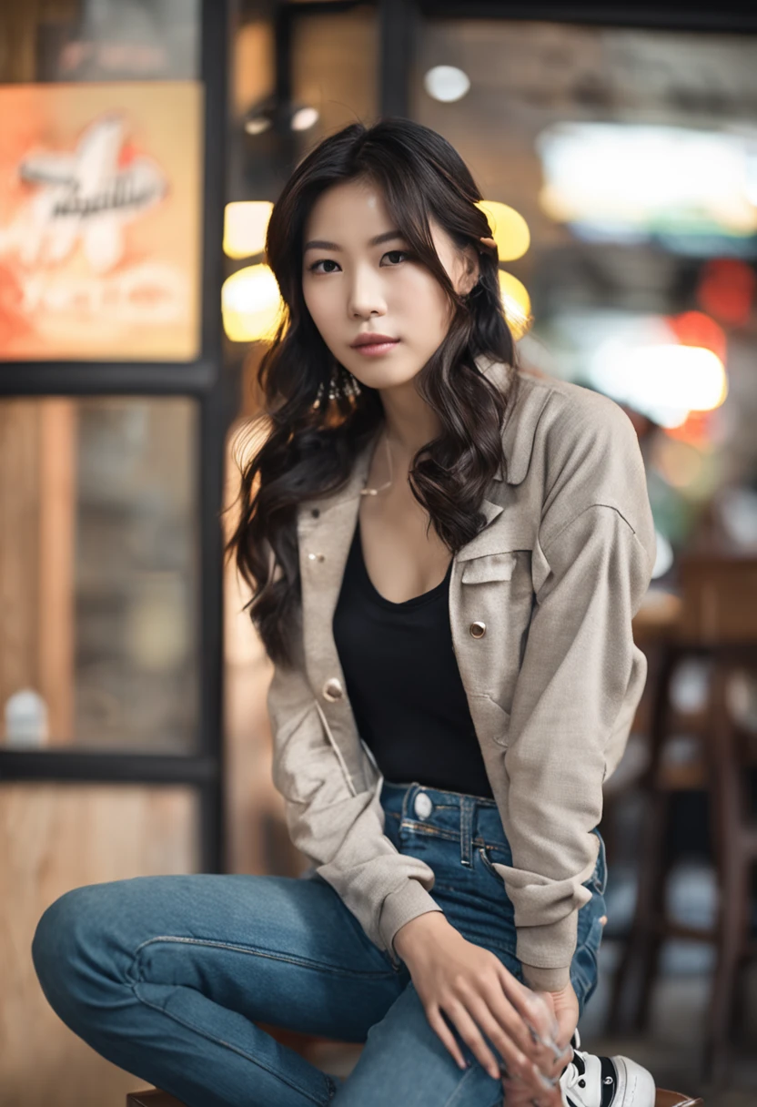 Asian woman in black bra top sitting on stool with Converse, Japanese model, Beautiful Asian girl, Asian girl, Korean girl, Japanese goddess, Yoshitomo Nara, Sexy girl, Gorgeous young Korean woman, beautiful Korean women, Good young girl, Young Asian girl, Attractive girl, Young sensual gravure idol