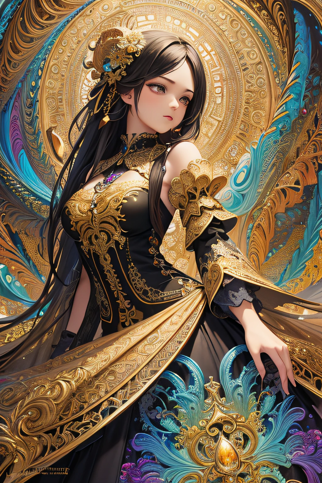 (masterpiece, top quality, best quality, official art, beautiful and aesthetic:1.2), (1girl), extreme detailed,(fractal art:1.3),colorful,highest detailed