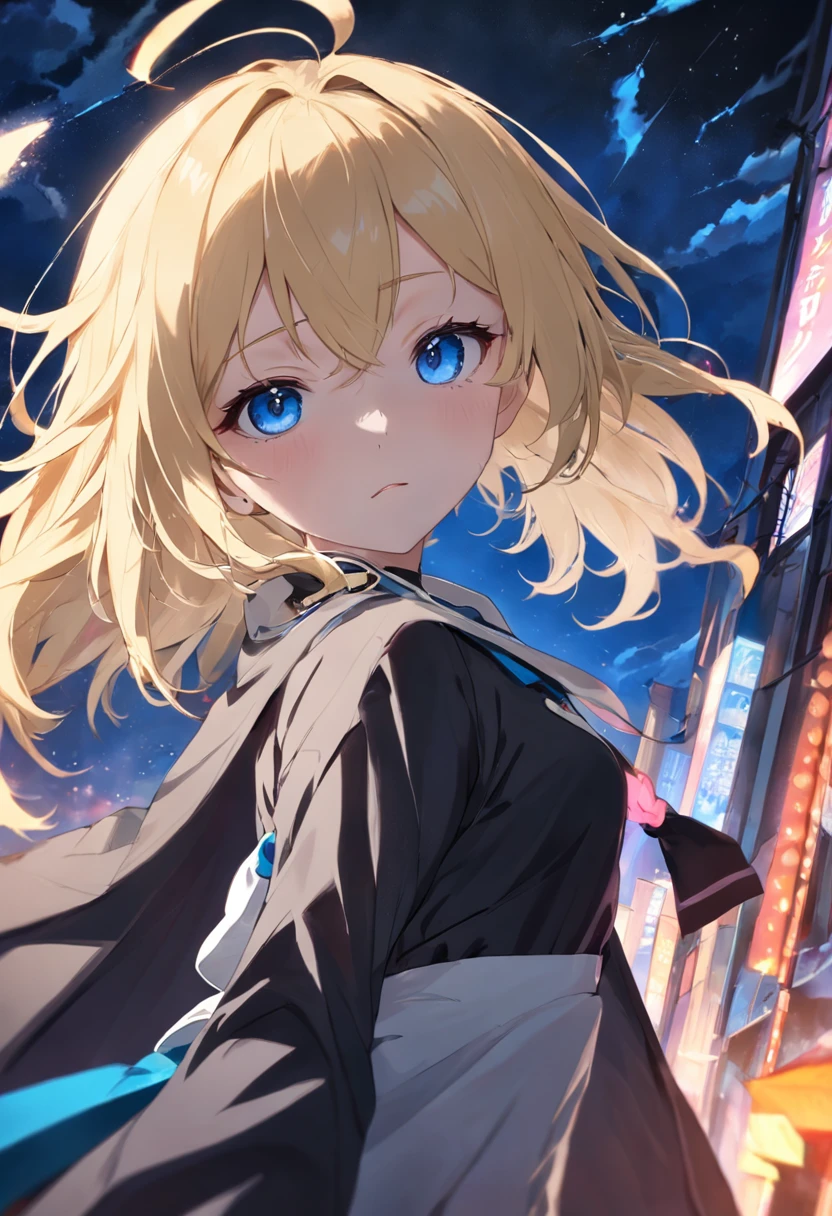 blonde with blue eyes,JK Campus,noble,black lence stockings,Lazy expression