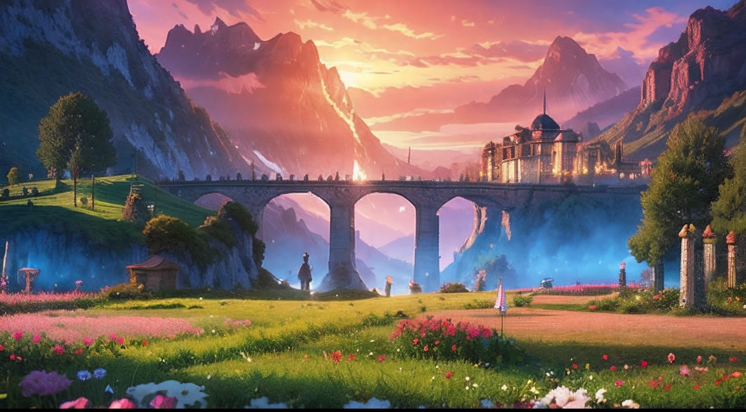 pixel game,scenography,fantastical scenes,Rose estates of ancient Europe, Pixel art #pixelart