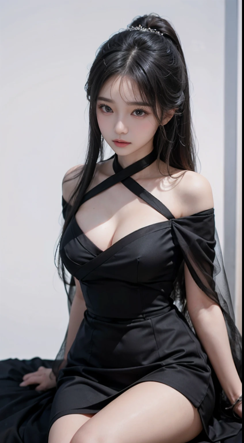 a close up of a woman in a black dress posing for a picture, Beautiful Asian girl, Korean girl, girl cute-fine face, beautiful Korean women, Gorgeous young Korean woman, sakimichan, Beautiful young Korean woman, The face of a beautiful girl in Japan, yangjun chen, cute delicate face, gorgeous chinese models, Beautiful detailed body and face