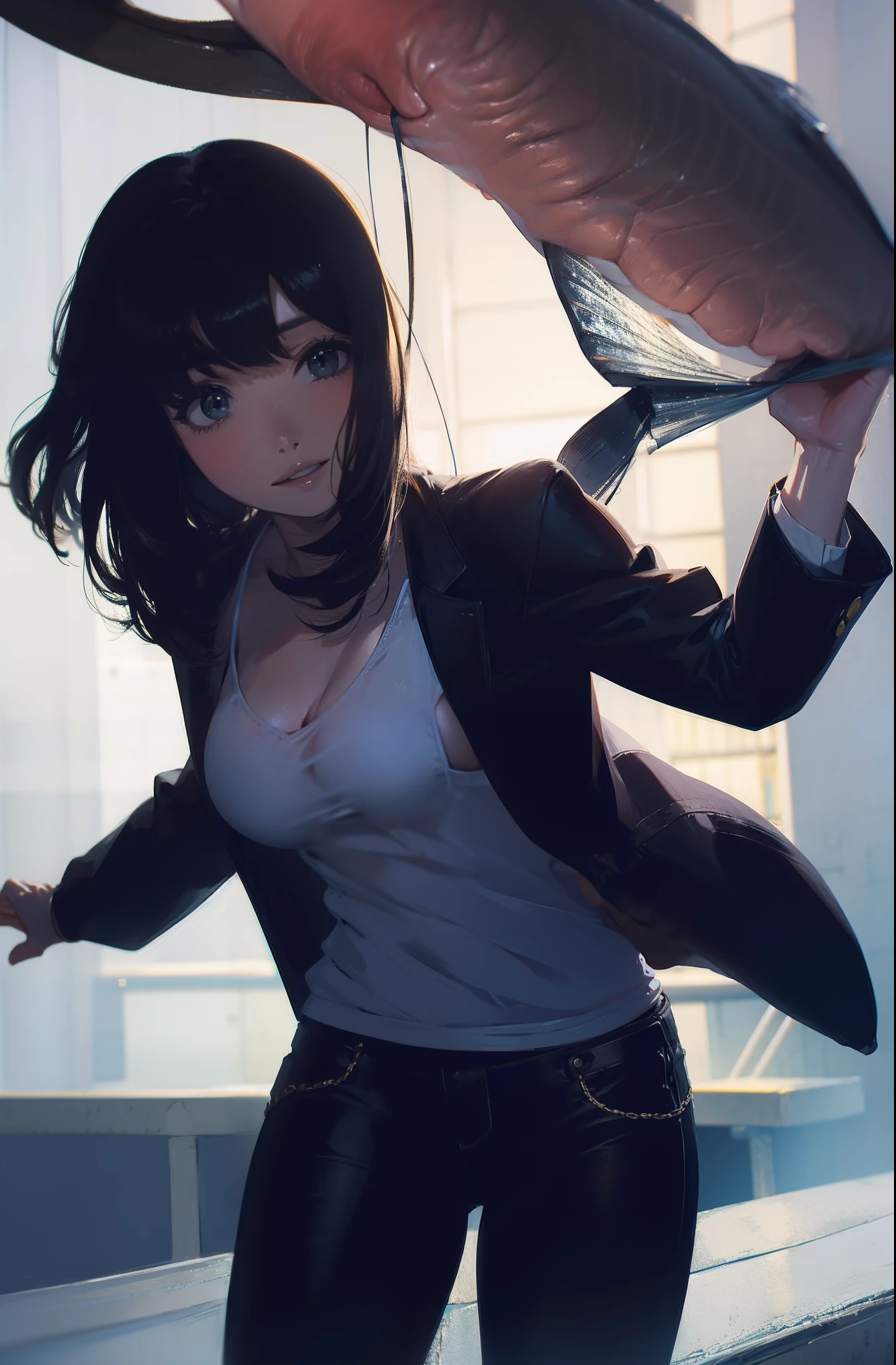 Left hand grabbing fish