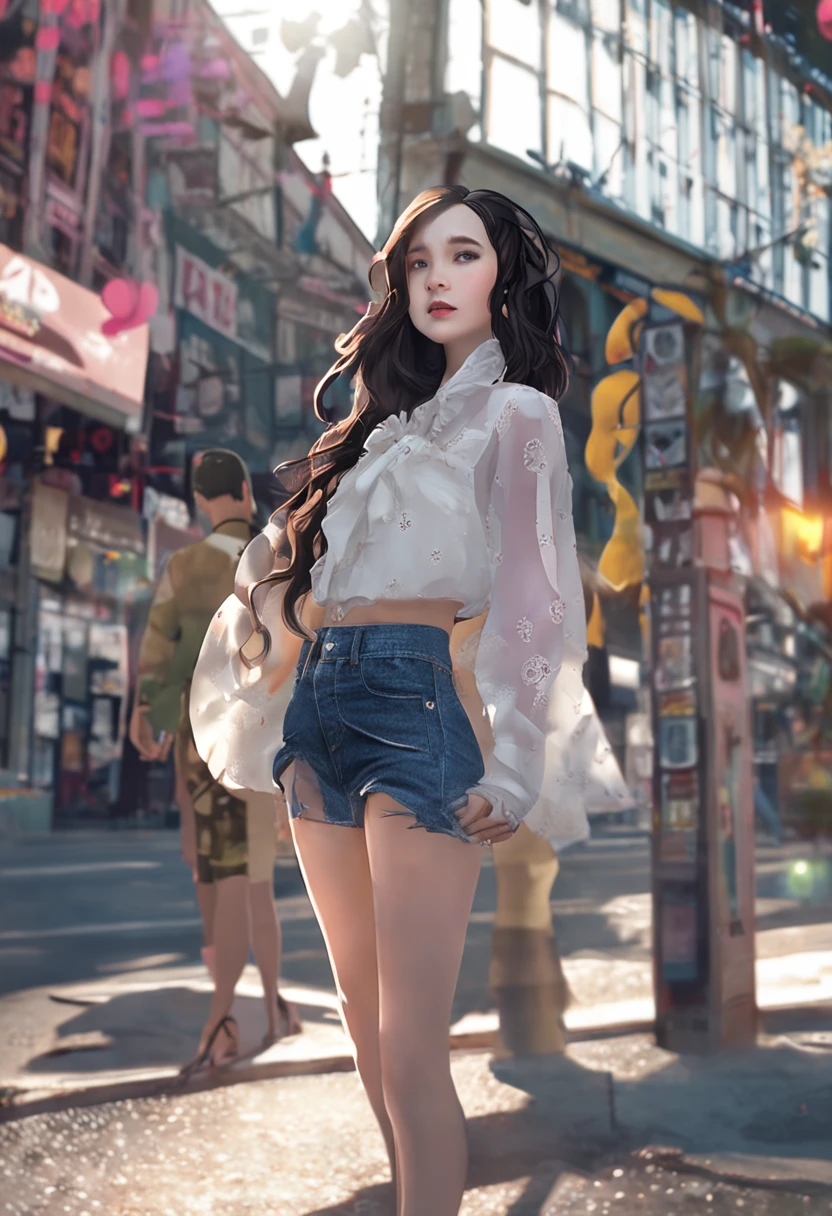 teens girl,Long black hair,stocklings,short skirt,long leges,White skin