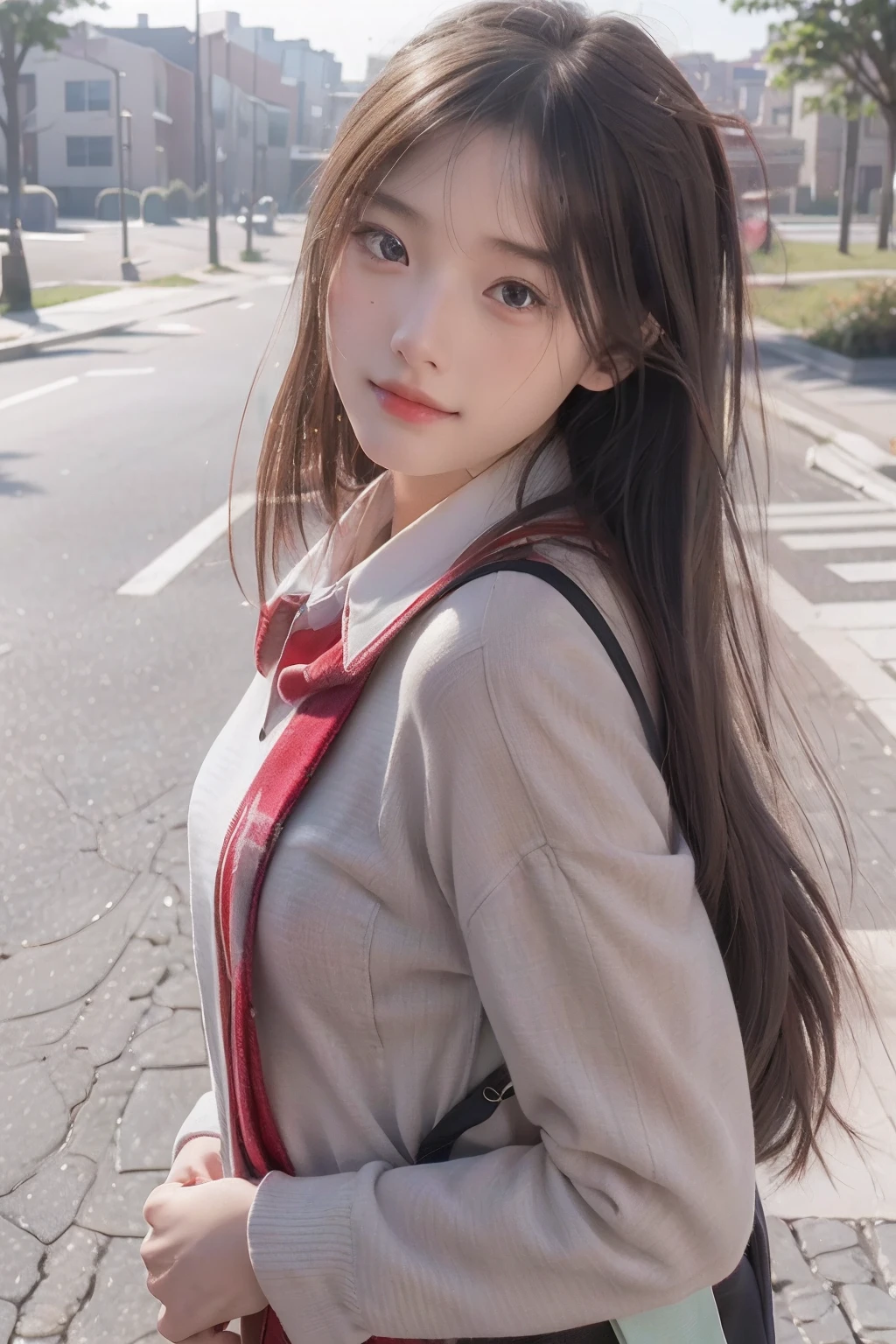 Best Quality, masutepiece, 超A high resolution, (Photorealistic:1.4), Raw photo, 1girl in,School uniform, Long hair,, (masutepiece, Best Quality, High quality, hight resolution, Ultra-detailed),