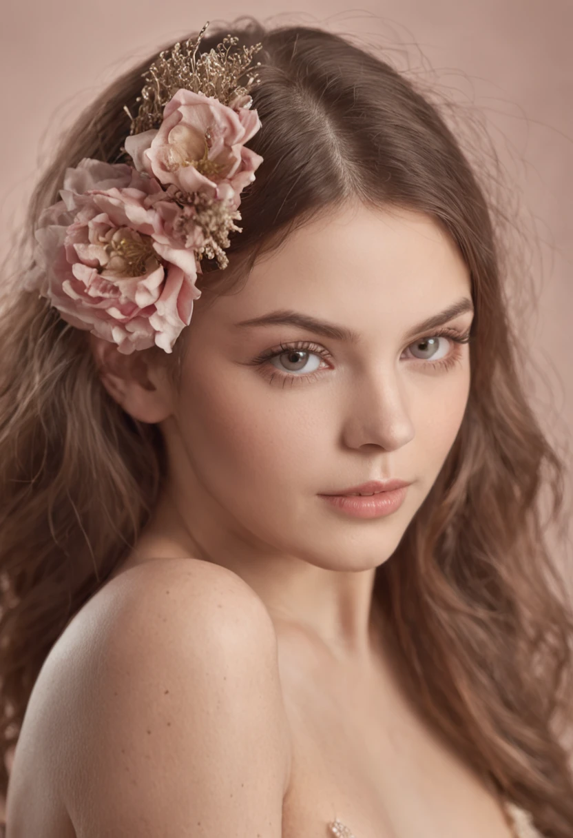 Create a young beauty with a naked body and an enchanting figure,requirements:bareness,Full body photo