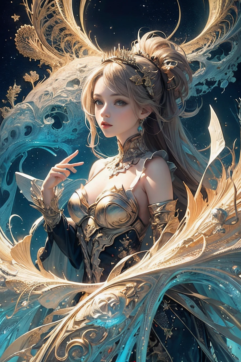 (masterpiece, top quality, best quality, official art, beautiful and aesthetic:1.2), (1girl), extreme detailed,(fractal art:1.3),colorful,highest detailed