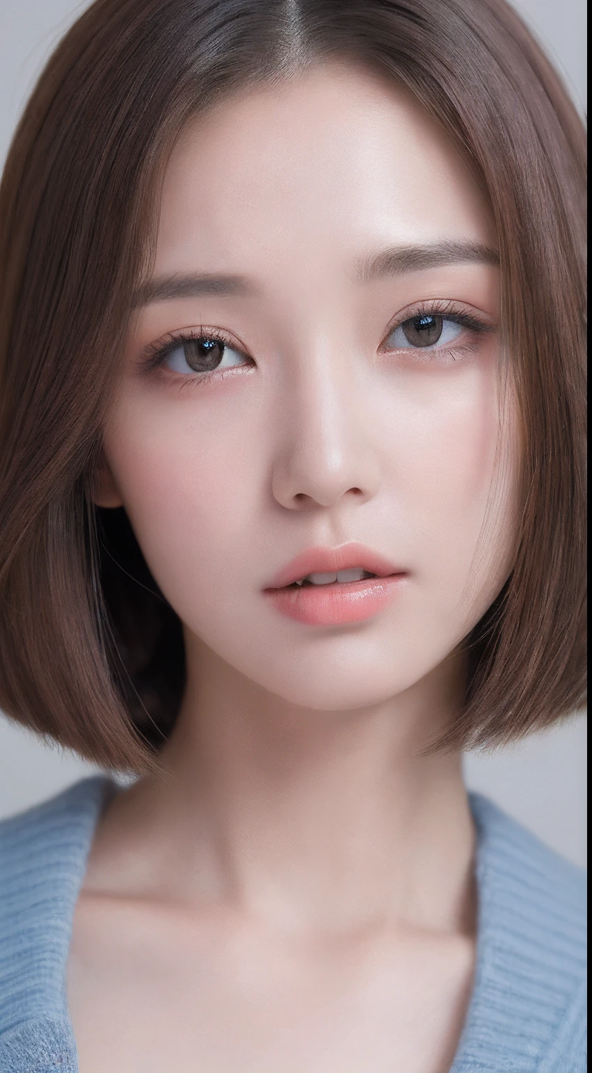 ((Best quality, 8k, Masterpiece :1.3)), 1girl, Pretty woman with slender abs :1.3, (Medium-short hair, Huge breasts :1.2), Cardigan :1.1, Ultra-detailed face, Detailed eyes, Double eyelid