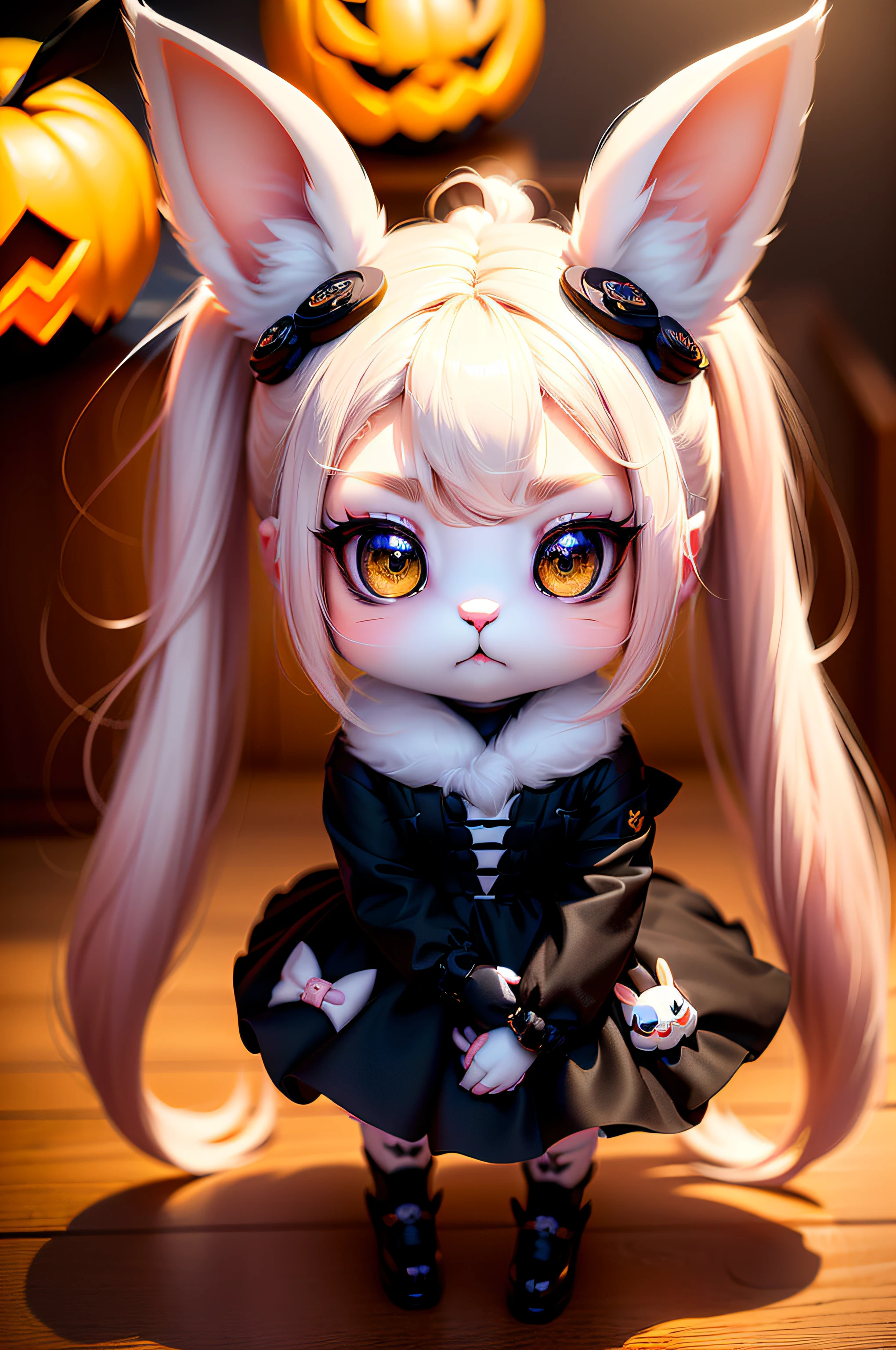 超A high resolution, NFFSW, Best-aesthetic, Best quality, masutepiece, Flat avatar, Impeccable，Animal heads，Rabbits，Personal，Positive，halloween，detailed full body，leges，No background，Remove the background