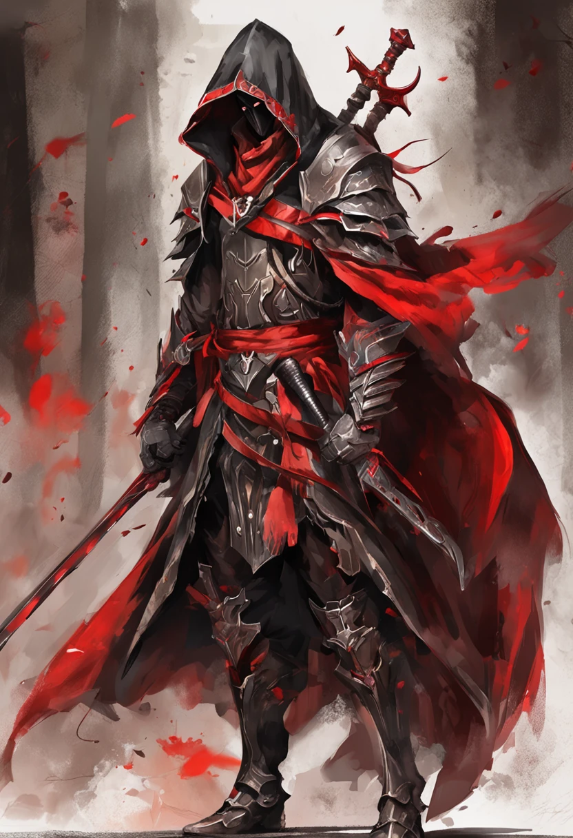 A painting of a man in armor with a sword and a red cloak - SeaArt AI