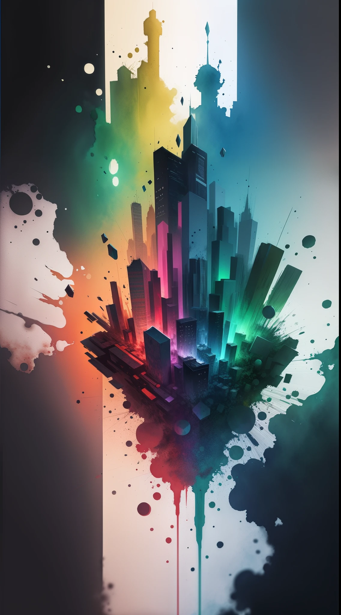 3d watercolor abstract,dark background,high resolution,high quality,red and green, blue