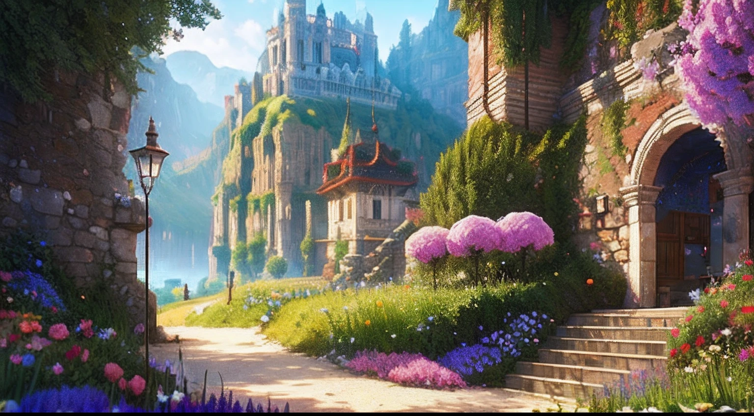 pixel game,scenography,fantastical scenes,Rose estates of ancient Europe, Pixel art #pixelart