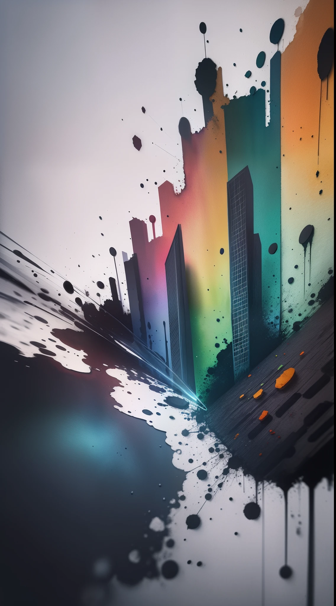 3d watercolor abstract,dark background,high resolution,high quality,red and green, blue