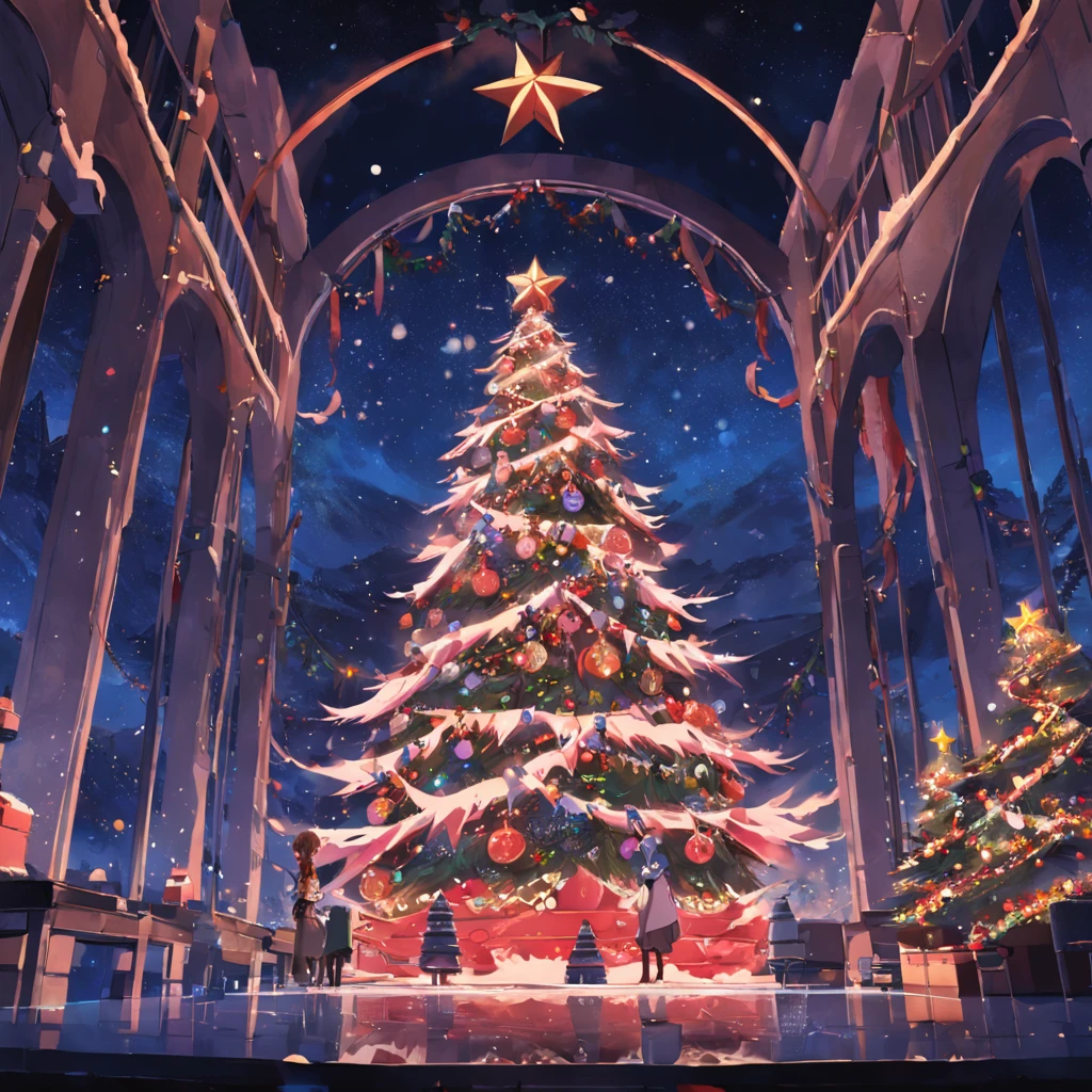 Christmas、城市、A large Christmas tree in the center、Winters、natta、December 24、