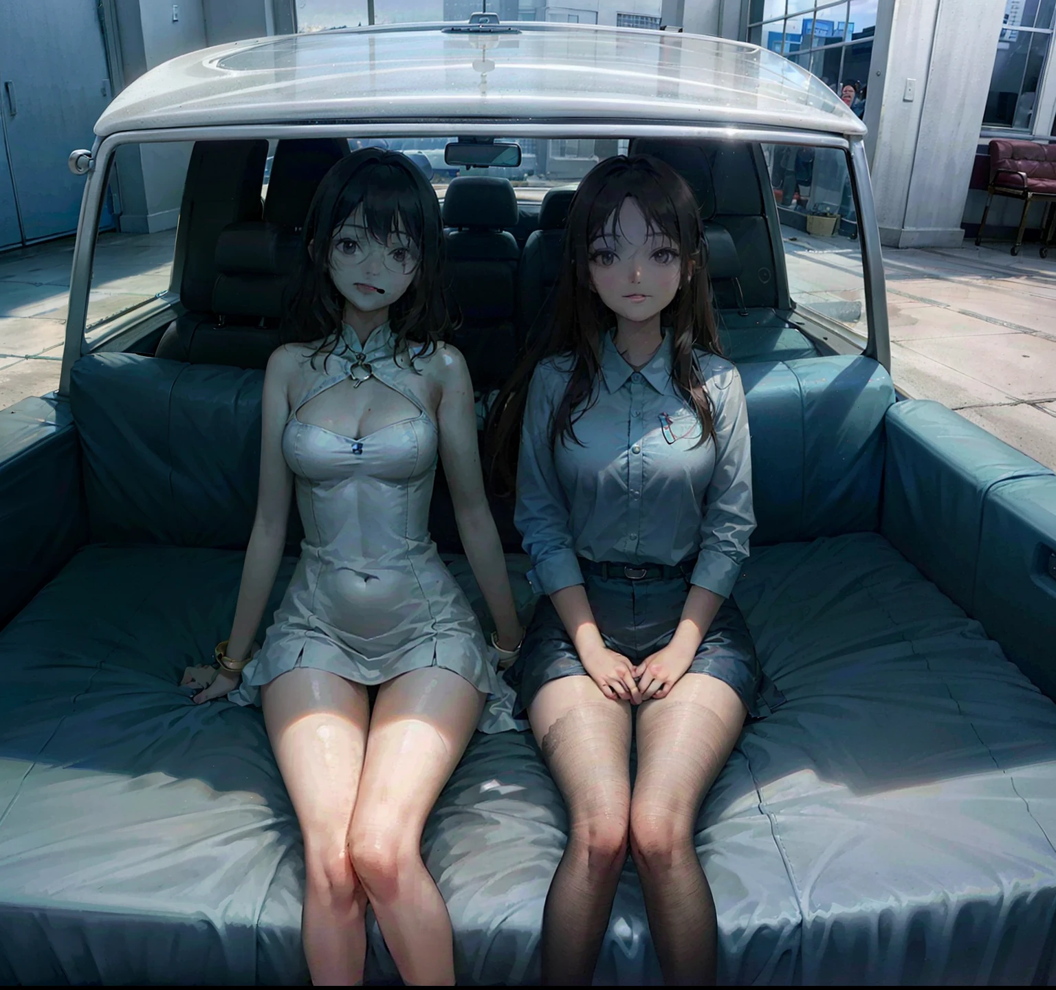 arafed woman in a car with a smile on her face, xintong chen, heonhwa choe, wenfei ye, louise zhang, yun ling, xision wu, lulu chen, 2 , 2 8 years oldam, chengyou liu, qifeng lin, gemma chen, li zixin, sha xi