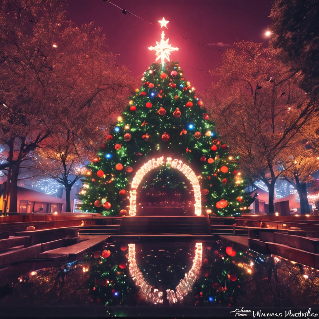 Christmas、城市、A large Christmas tree in the center、Winters、natta、December 24、