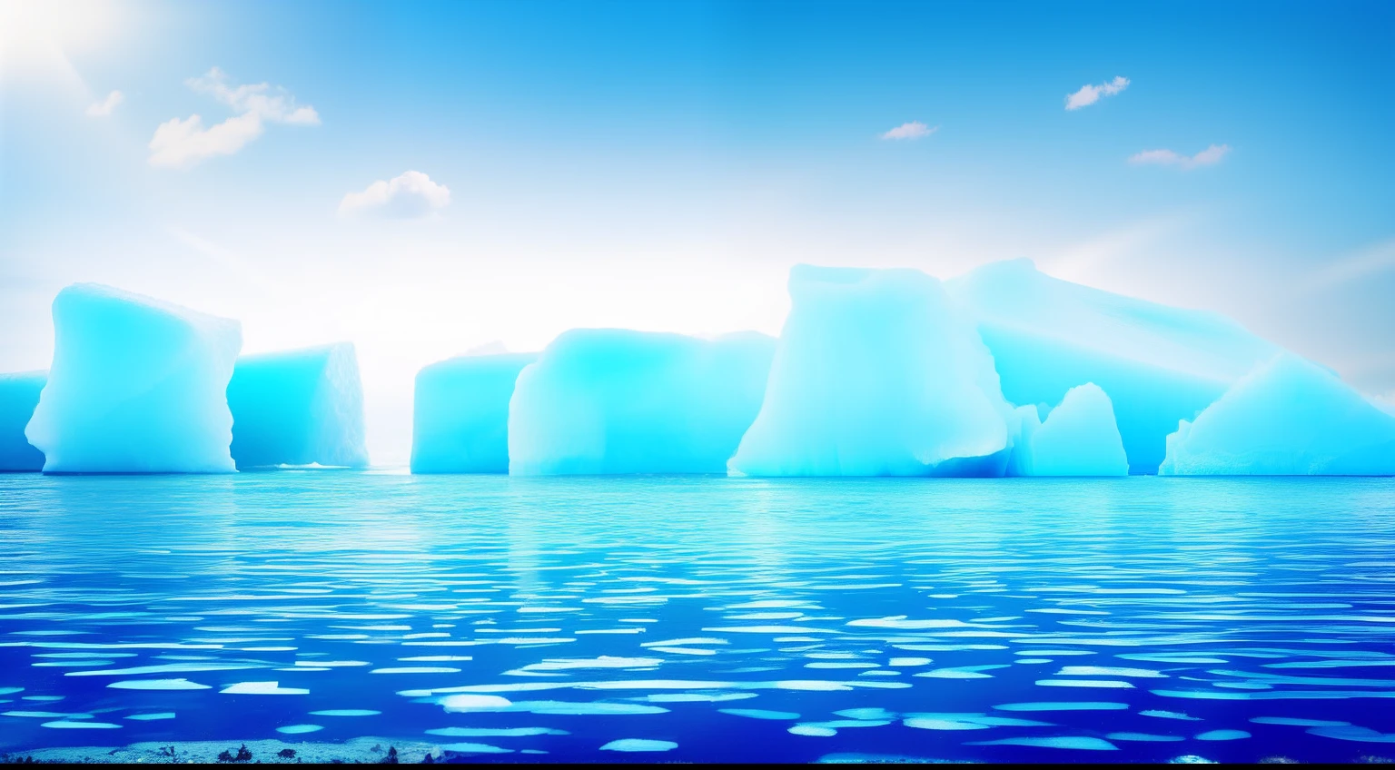 Floating groups of white icebergs，Transparent abstract blurred outline，minimal style，Space-time distortion，Fog blur（nvinkpunk：1.2）（SNTHWV style：0.8） Soft light waves，Only blue and white tones，Steam waves