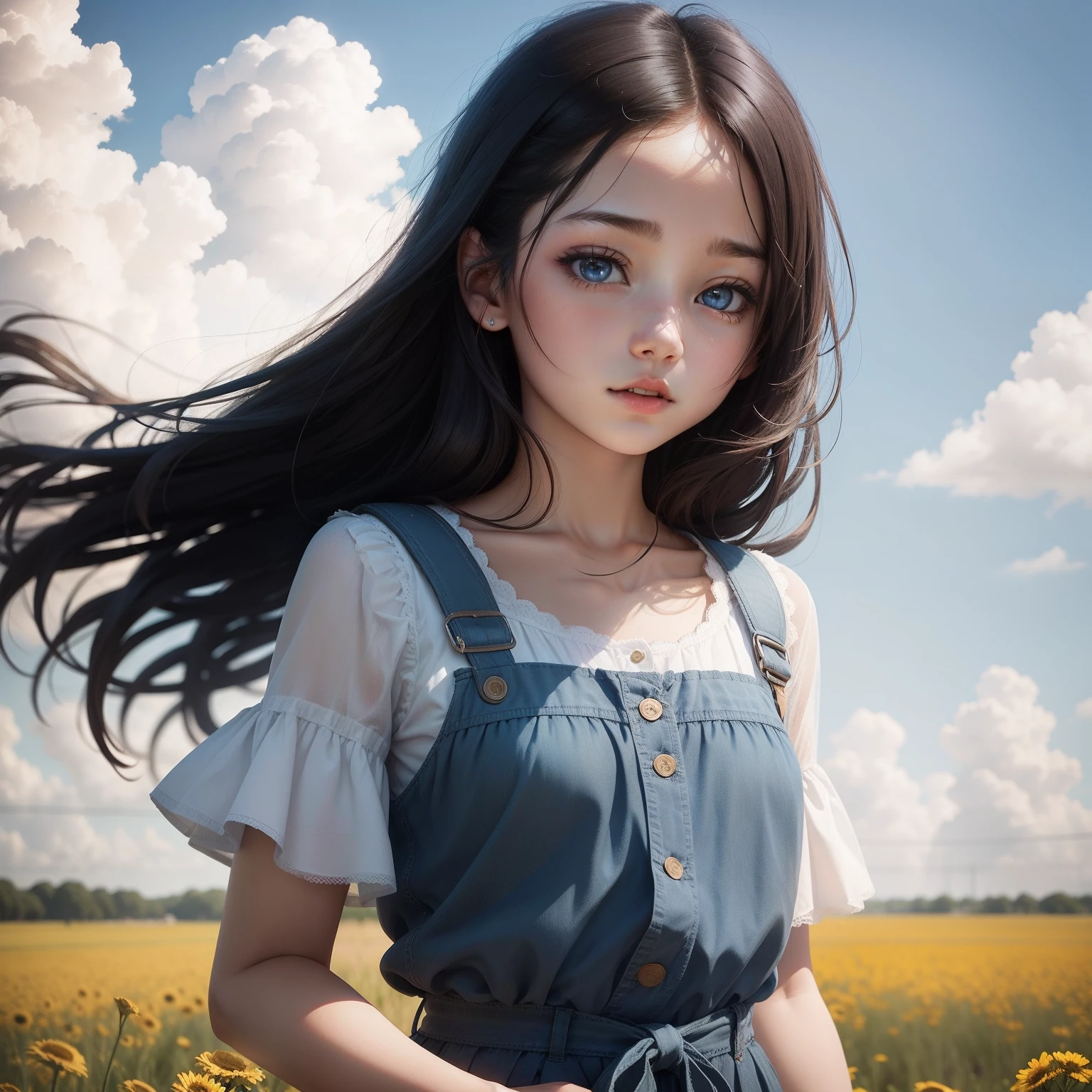 girl, blue sky