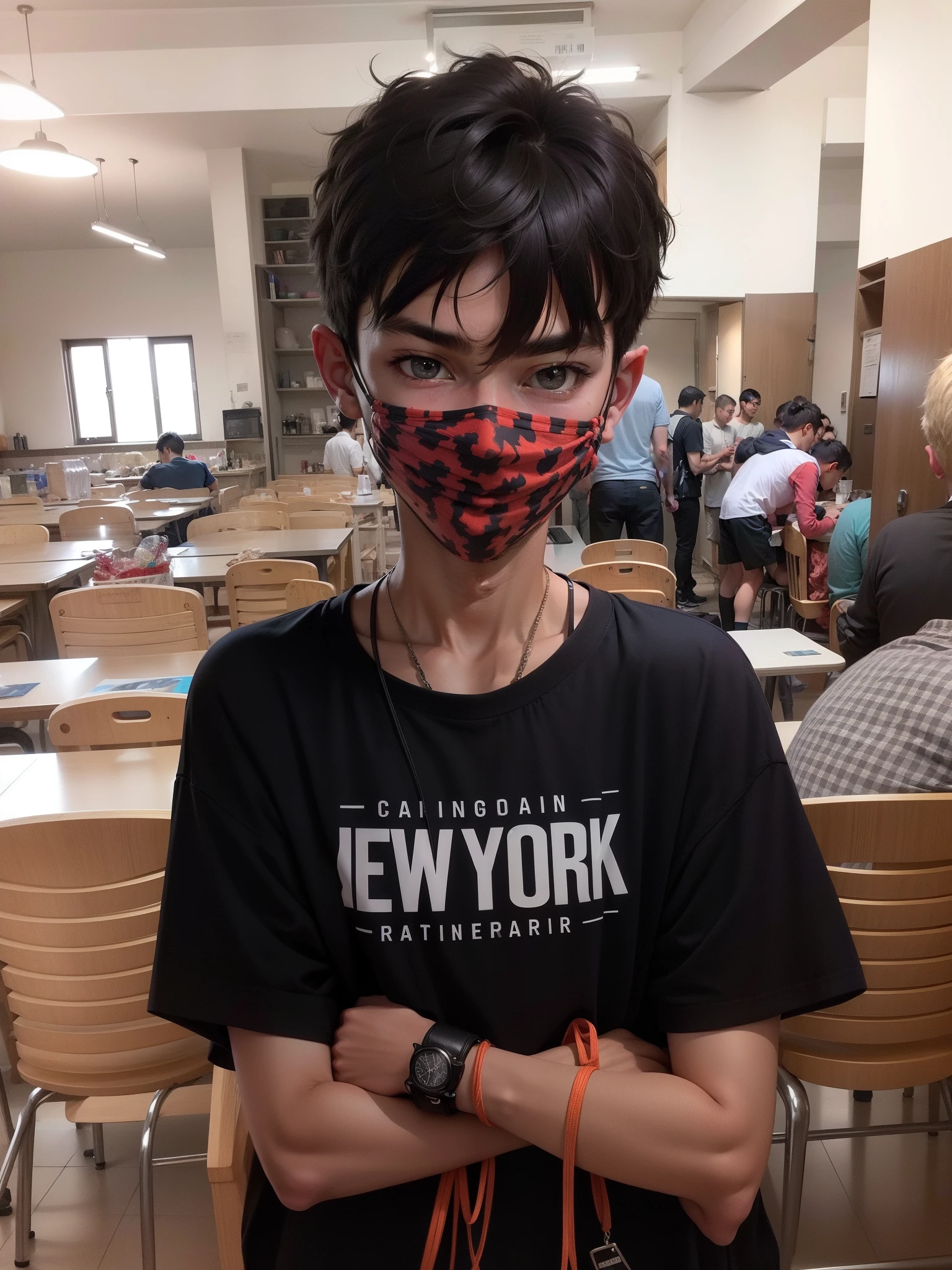 A 13 year old teenager boy, hyper realistic, handsome boy