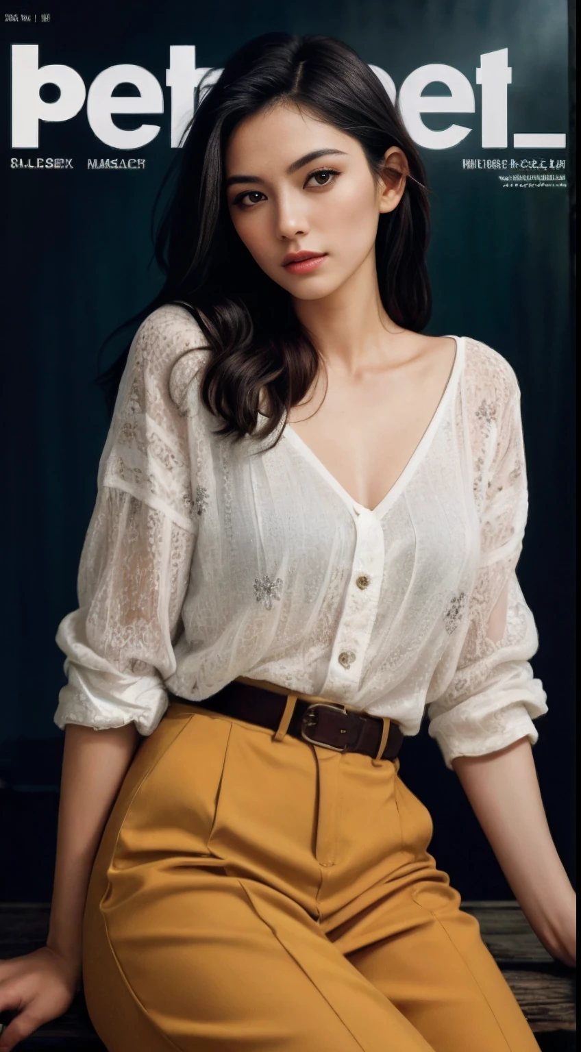 (Photorealistic:1.4), (RAW photo, 8K, Best quality, Masterpiece, high resolution), Portrait photo of medium view, 1girll, Wearing (Casual loose-fitting clothing), posed for photo, model shoot style, Magazine cover photo style, profesional photo, Highly detailed, (Beautiful, elegant, Attractive), Soft sensual lighting, hyper photorealism, ultra-realistic realism, Cinematic portrait, filmgrain,