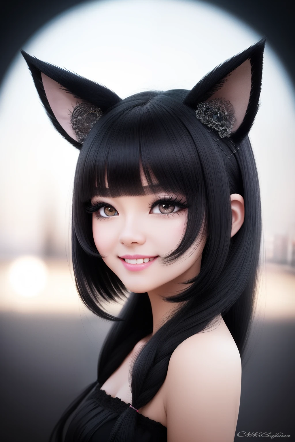 hair bobbles, wince, solid circle eyes, fake animal ears, light smile, ear blush, fang, anaglyph, stereogram, tachi-e, pov, atmospheric perspective, 8k, super detail, ccurate, best quality --auto