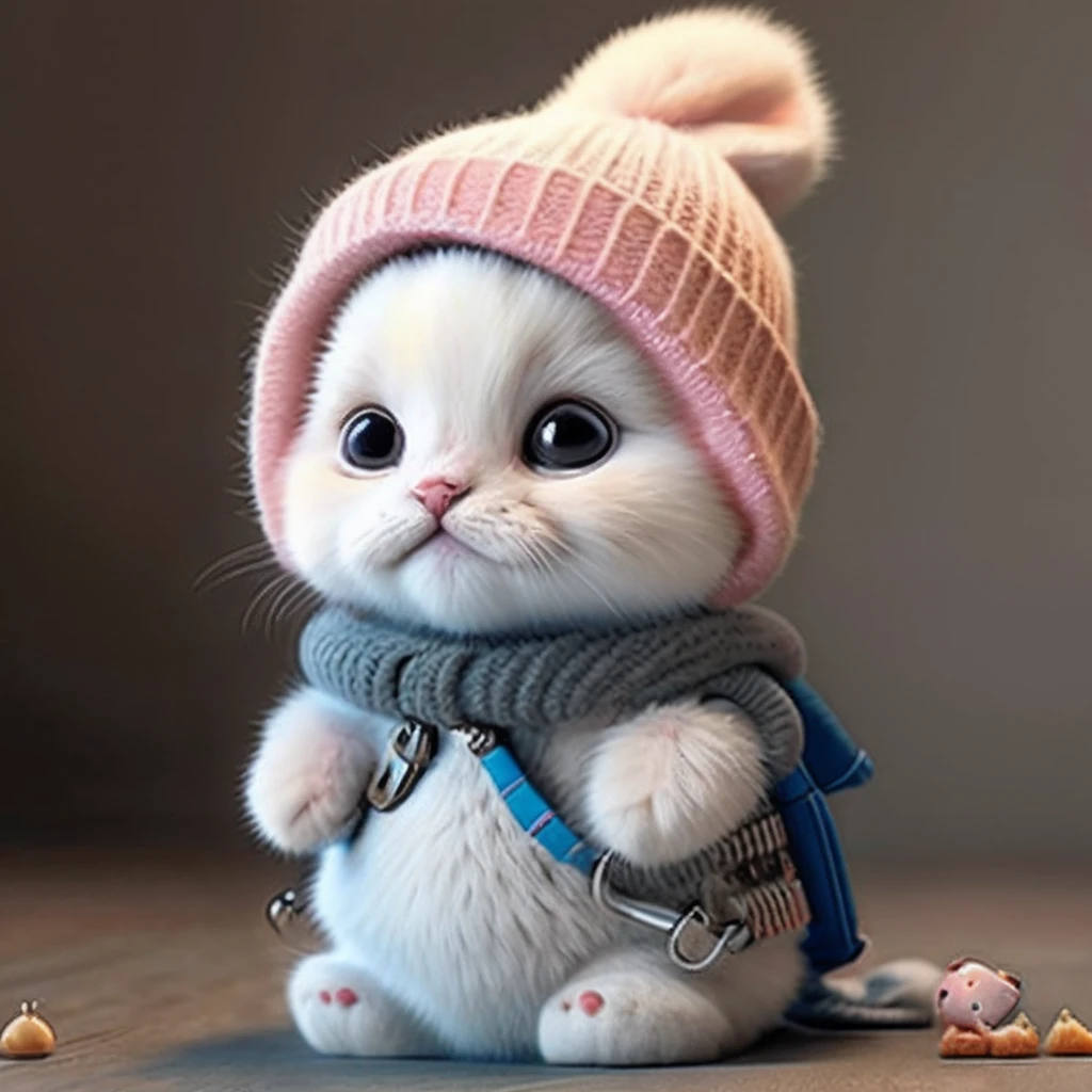 Cute cute kitten with chubby pout,Wear a doctor's outfit