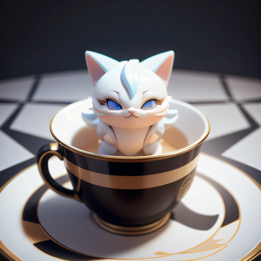 Isometric style，120 degrees accurate，Polyart，Stylized 3D rendering，Porcelain small room 1：60，3D stylized scene，Porcelain blind box,chinaware，In a chic，closeup cleavage