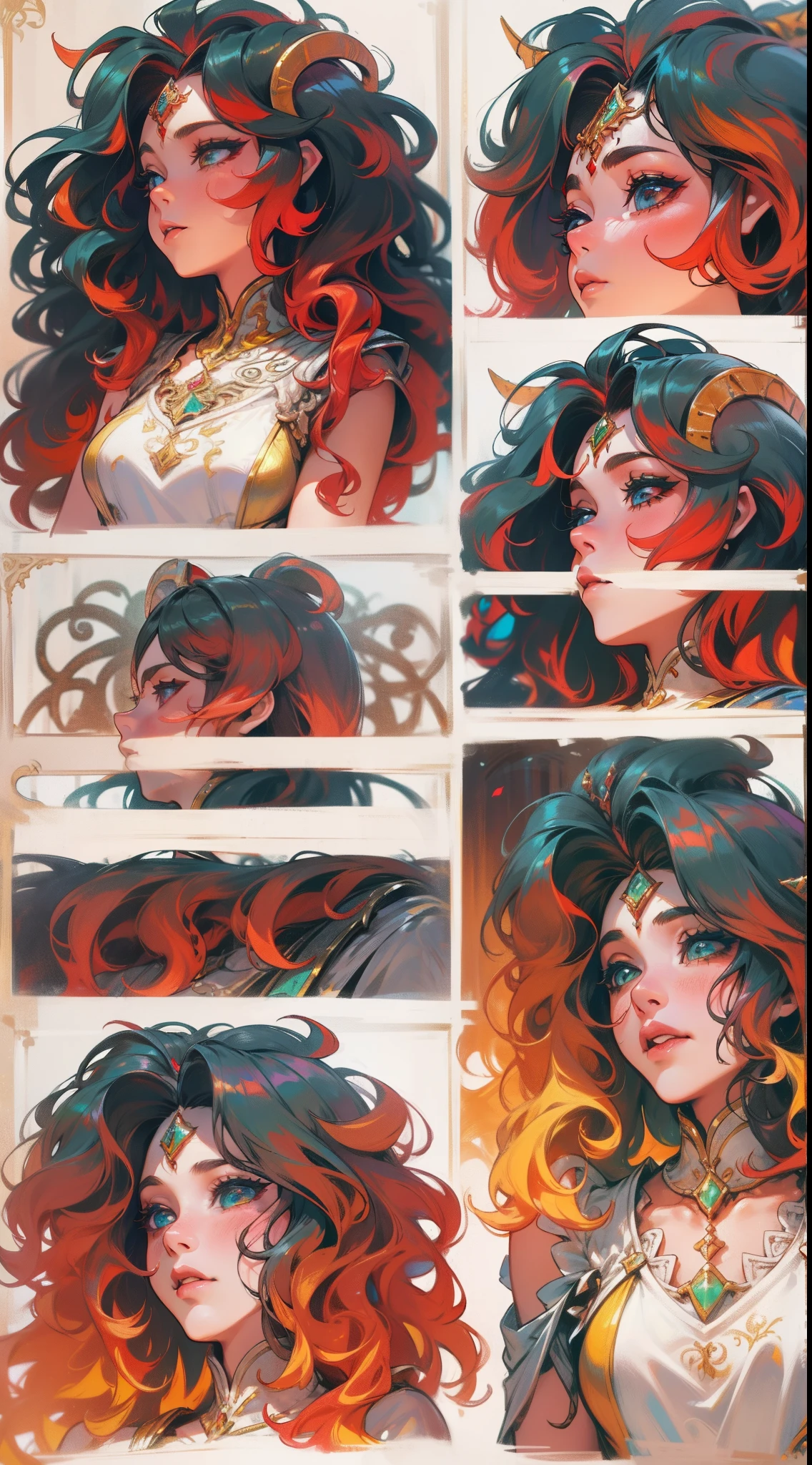 uma mulher sensual de corpo inteiro, wildly rainbow colored long curly hair, fantasia sombria, armadura de cor vermelha, Standing up, um fundo de masmorra medieval de fantasia escura
