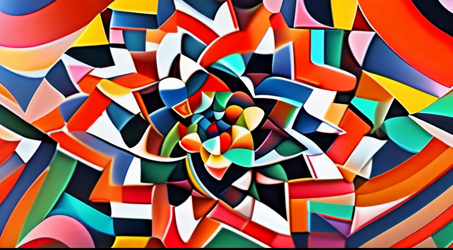 A kaleidoscopic pattern of psychedelic stripes and shapes.