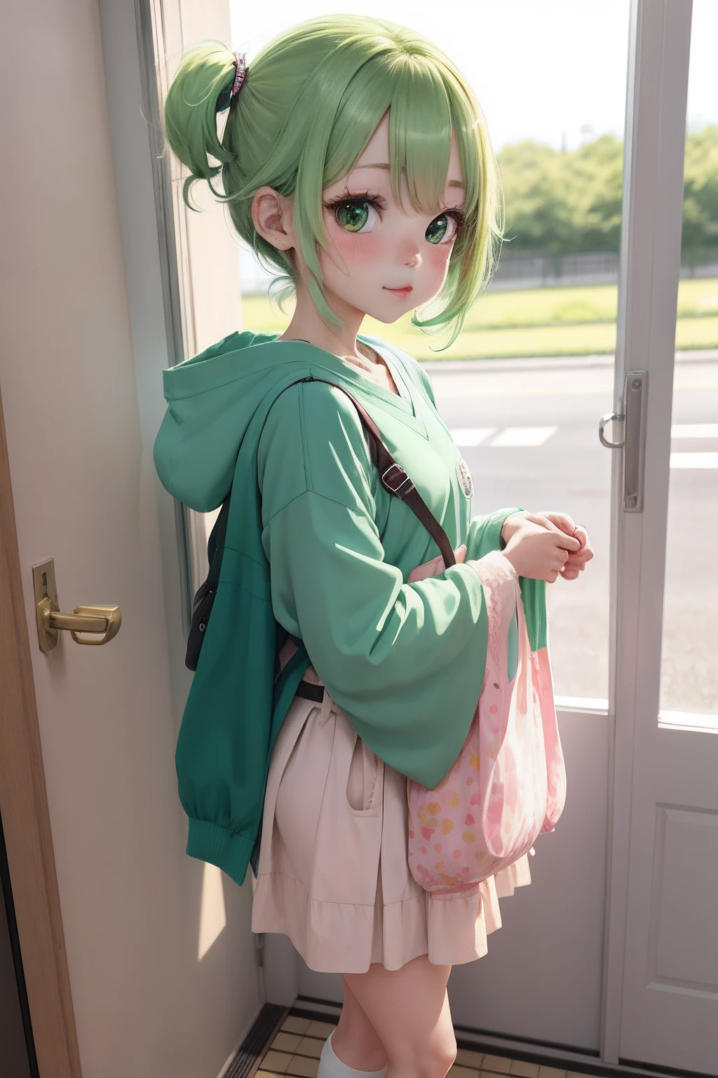 cute kawaii pastel girl ,anime, japanese anime, green