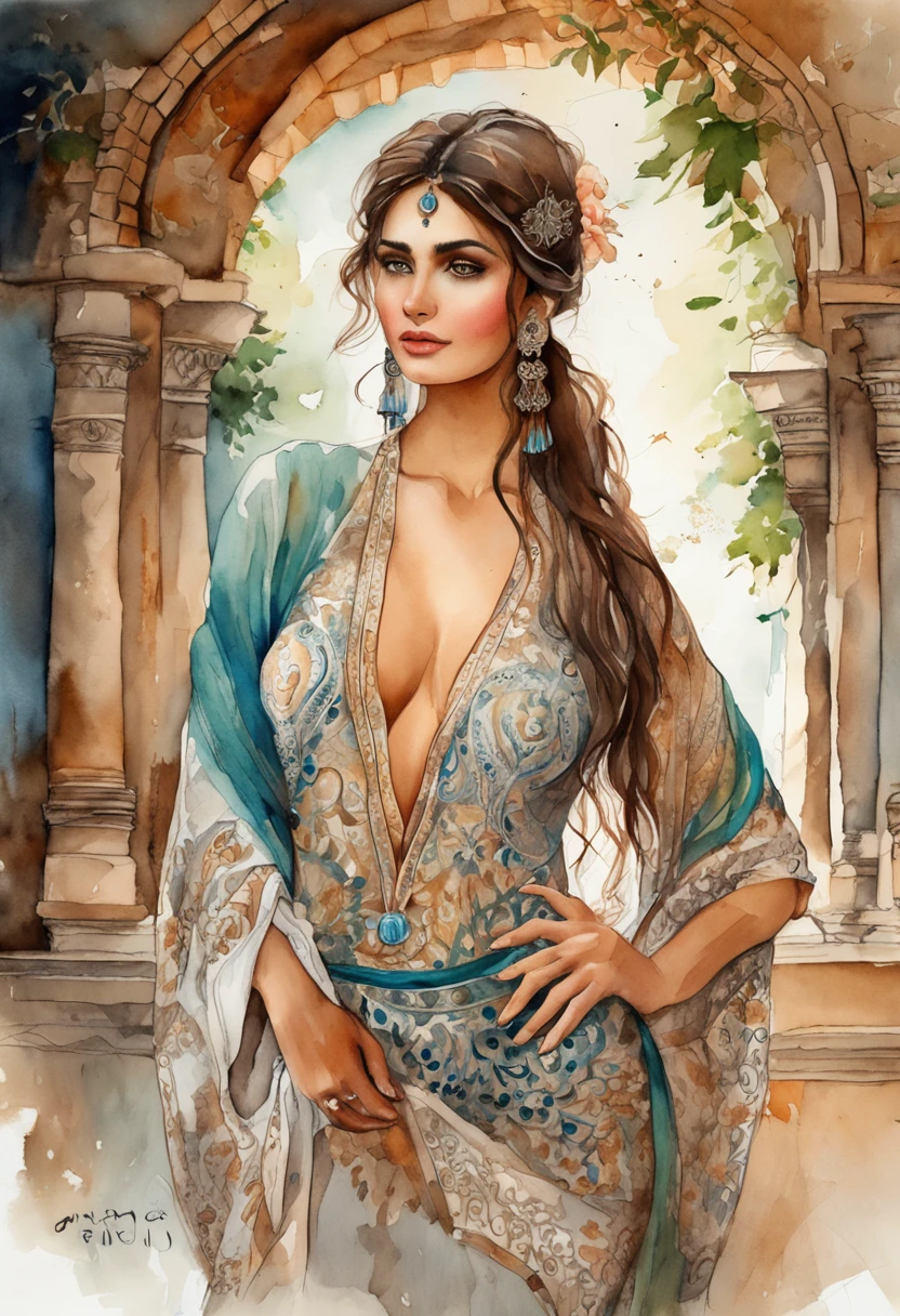 real picture of most beautiful attractive gypsy model wearing silk lace outfit robe, flaunting her perfect huge cleavage and showing her shapely legs, stunning, energy, molecular, textures, breathtaking beauty, pure perfection, unforgettable, impressive, breathtaking beauty, ., ultra hd, realistic, vivid colors, highly detailed, UHD drawing, pen and ink, perfect composition, beautiful detailed intricate insanely detailed octane render trending on artstation, 8k artistic photography, photorealistic concept art, soft natural volumetric cinematic perfect light
