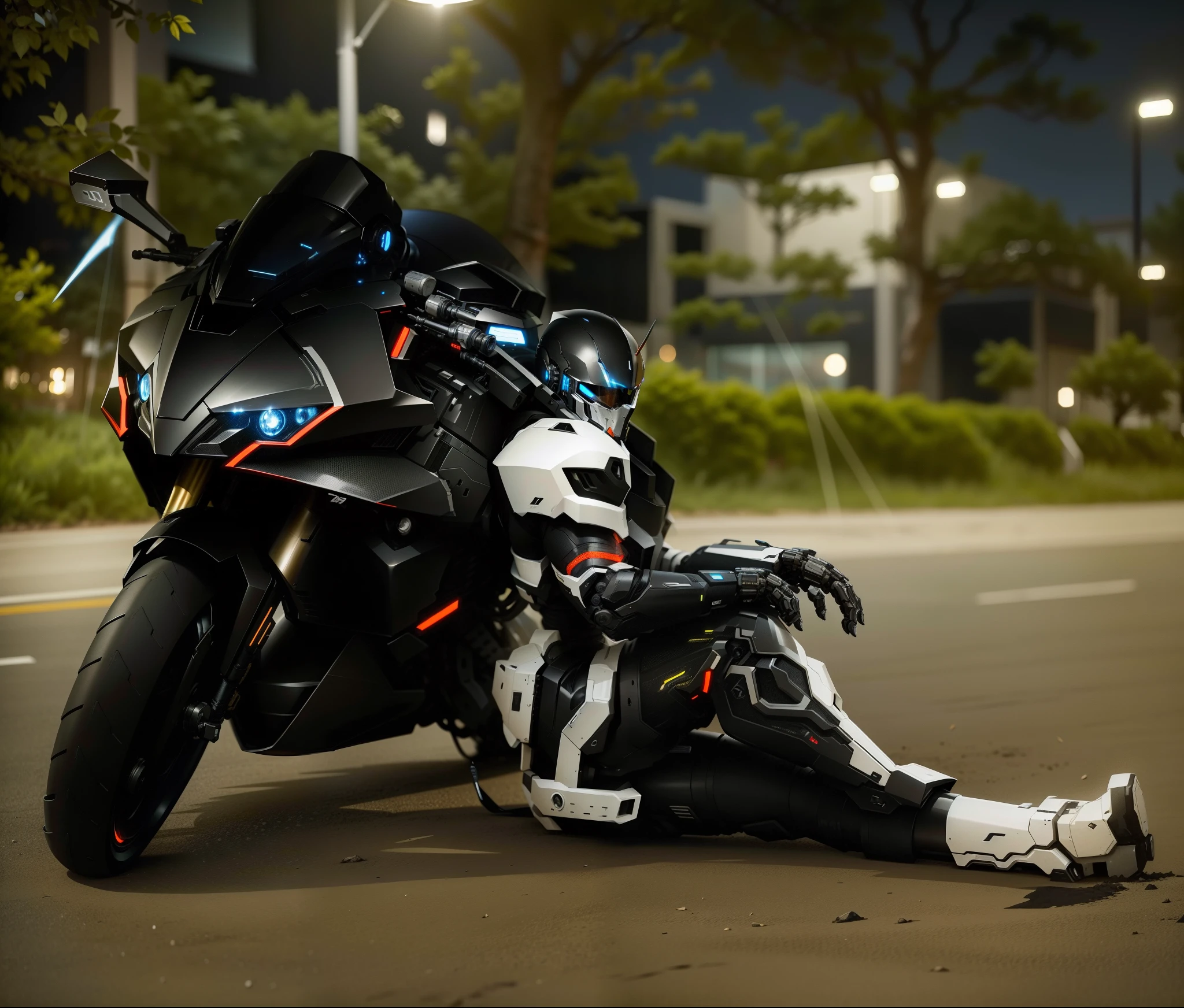 Powerful full-body black mecha cyberpunk male knight,Black tech helmets,Nousr, Biomechanicals, MSHN Robot Man,High-tech helmet,hyper realisitc, Steel, Complex design, insanely details, finely detailled, Extremely clear lines, cinmatic lighting, photograph realistic, A detailed masterpiece