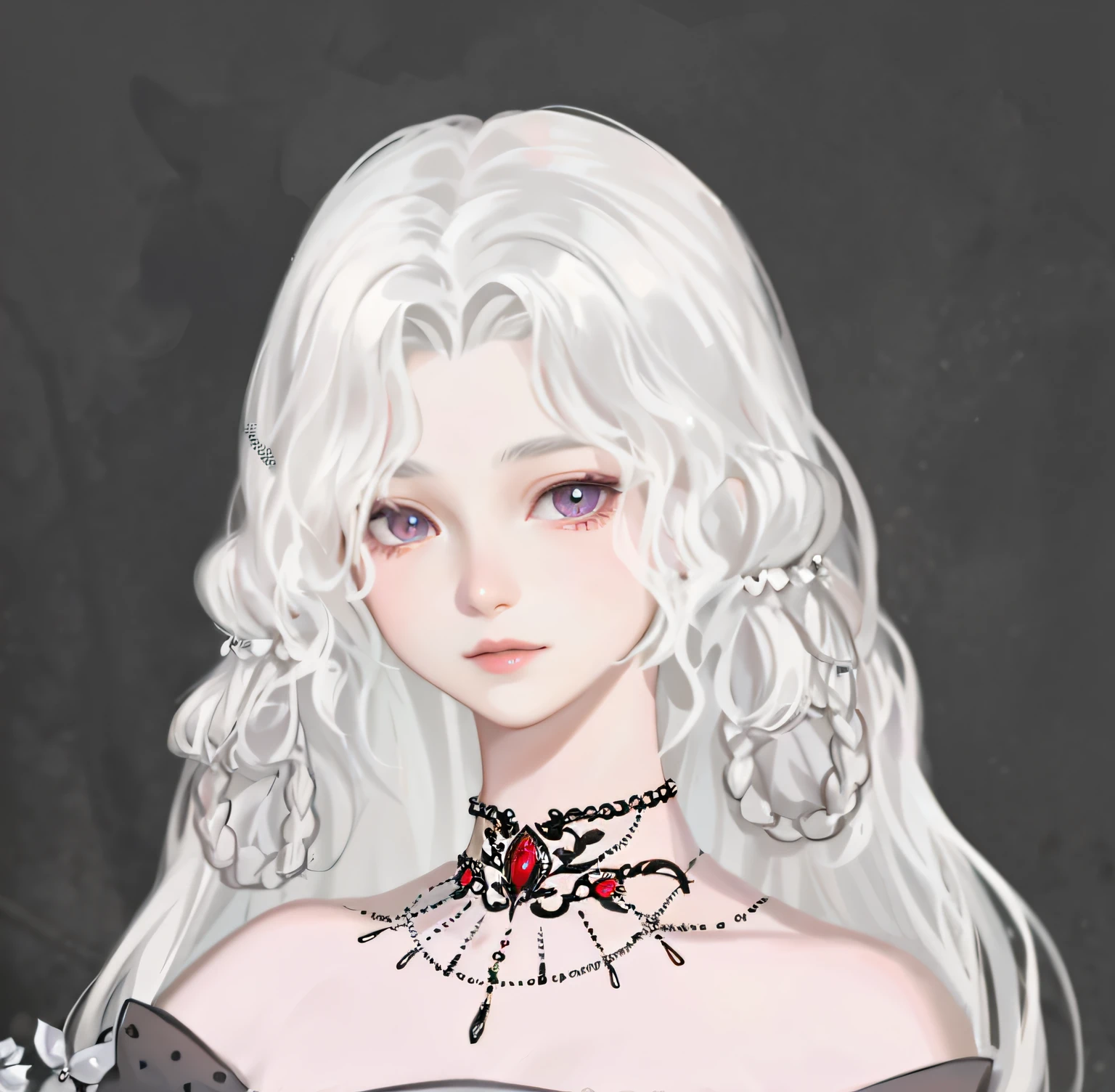 There is a woman with long white hair and a necklace, 4k high definition. snow white hair, detailed white long hair, Girl with white hair, inspired by Sim Sa-jeong, made with anime painter studio, Guviz, white haired Cangcang, digital art of an elegant, white-haired god, highly detailed character, Silver hair girl, Elegant Gothic princess