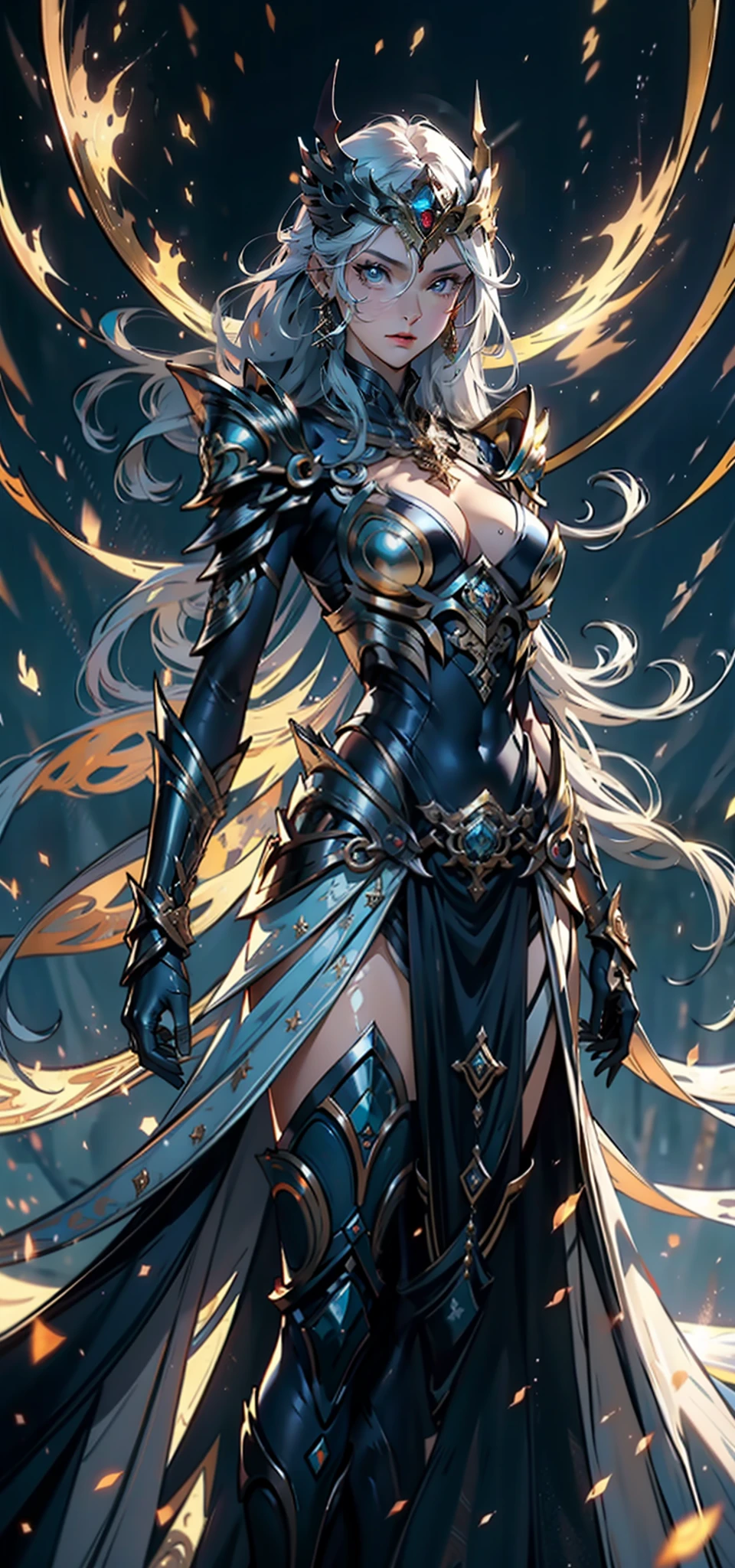 8k, top-quality, (pubic hair beauty)、hight resolution, 逼真, realperson, Carrying a legendary sword、(((Heroic character with silky blue bobbed hair)))。 The main character is a narcissist and grins.、I have a mole on my cheek、embodies a unique blend of charm and confidence。 Hero's clothes、It combines classic hero outfits with stylish modern elements。 Finely crafted swords glow with magical energy。 The background is、Reflects an epic adventure with a sense of epic fantasy and heroism。