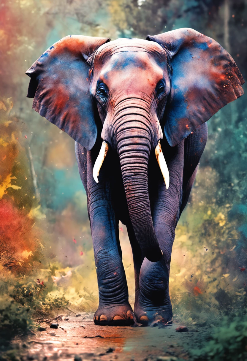 Anime Elephant, watercolor paiting