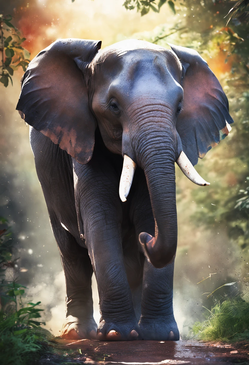 Anime Elephant, watercolor paiting