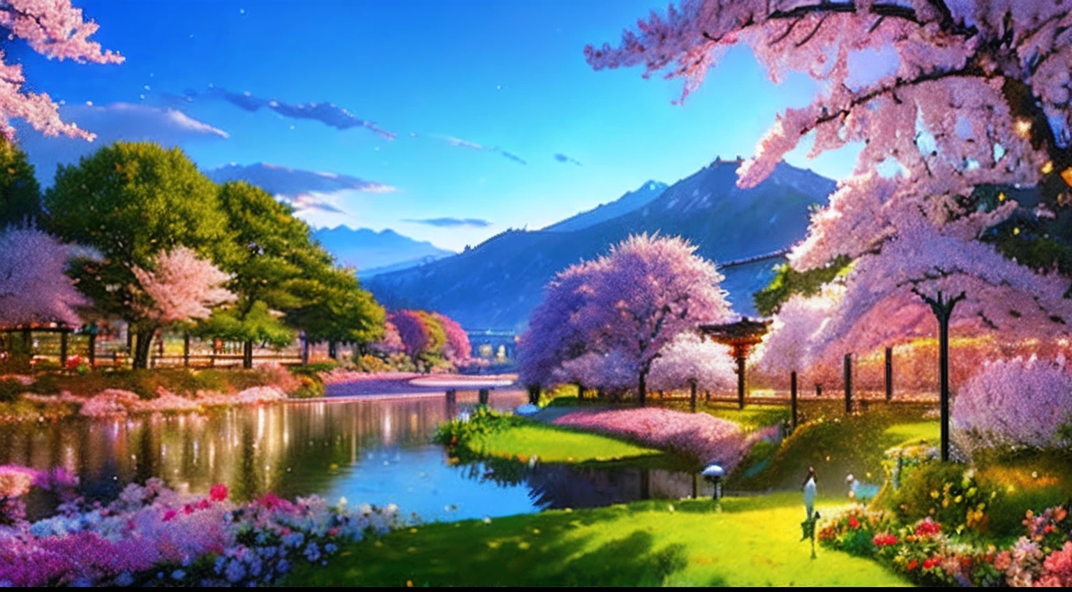 pixel game,scenography,fantastical scenes,Horse blossom viewing in Tokyo, Pixel art #pixelart