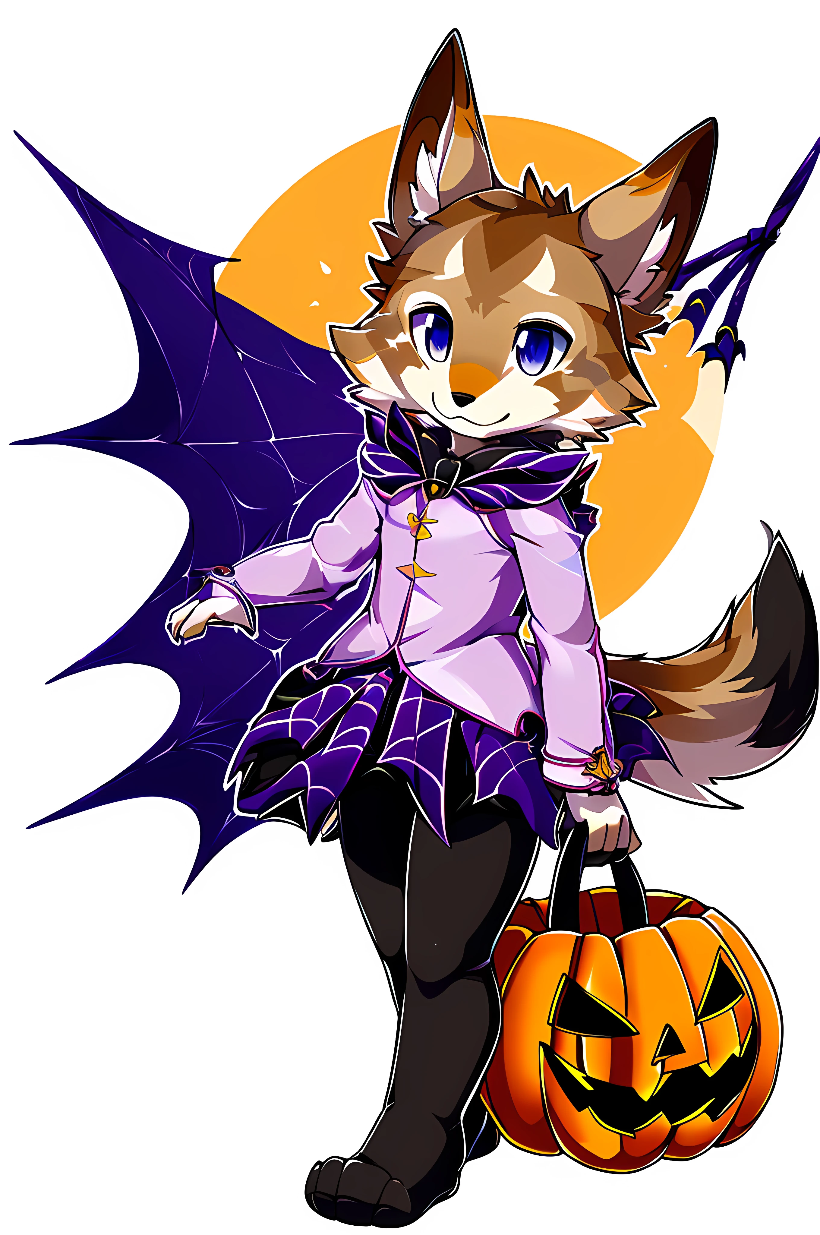 White background，超A high resolution, NFFSW, Best-aesthetic, Best quality, masutepiece, Flat avatar, Impeccable，Animal heads，coyote，Personal，Positive，Halloween，detailed full body，leges，No background，Remove the background